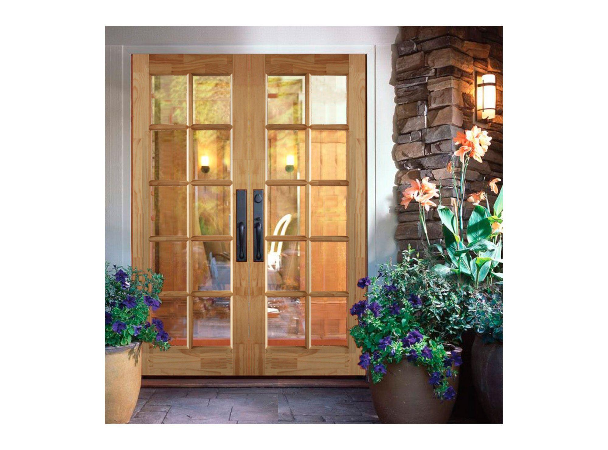 Puerta Pino Radiata Sevillana 60x200 cm 10 Vidrios Moldupanel-4