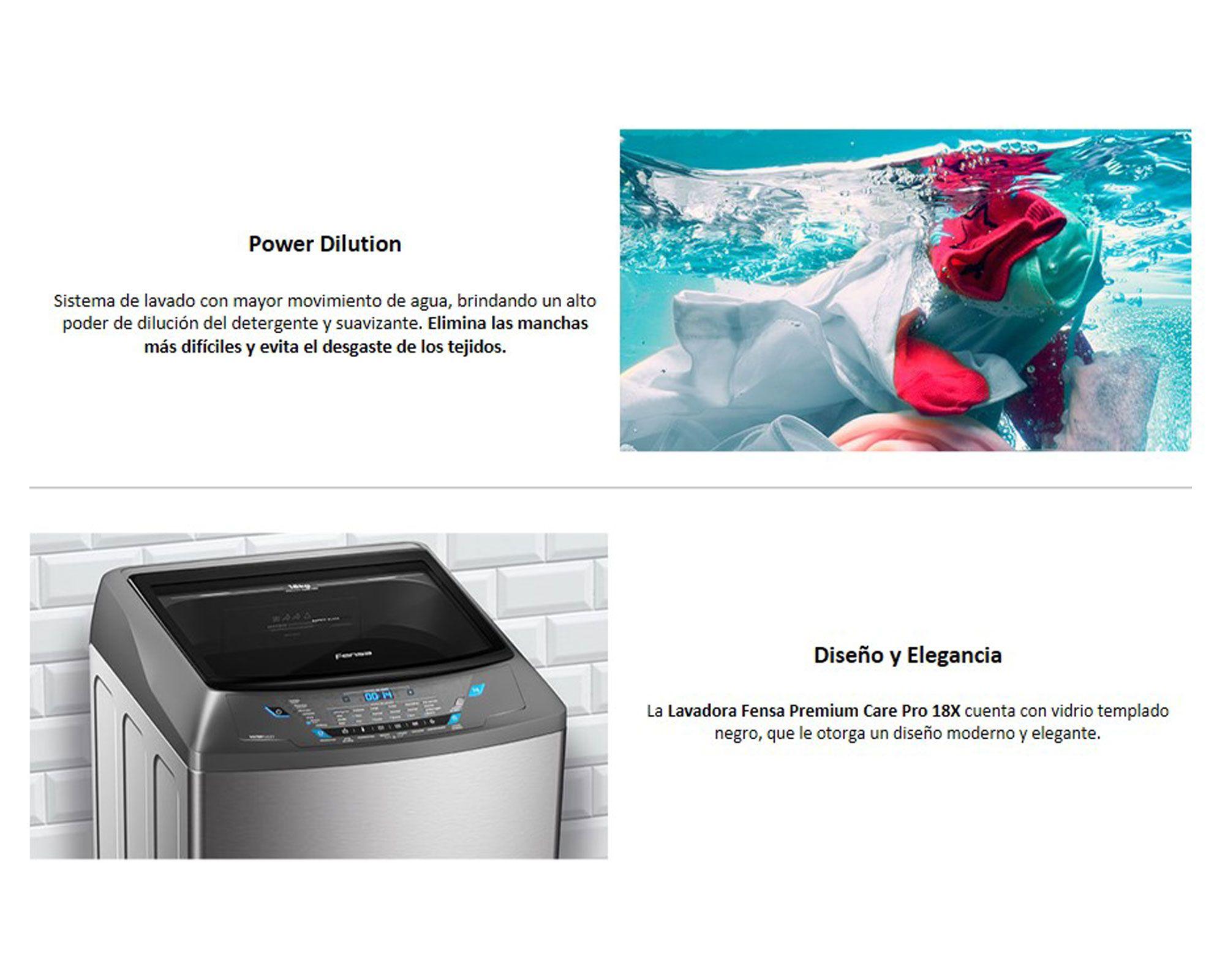 Lavadora carga superior 16 kg Premium Care Pro 16 X Fensa-7