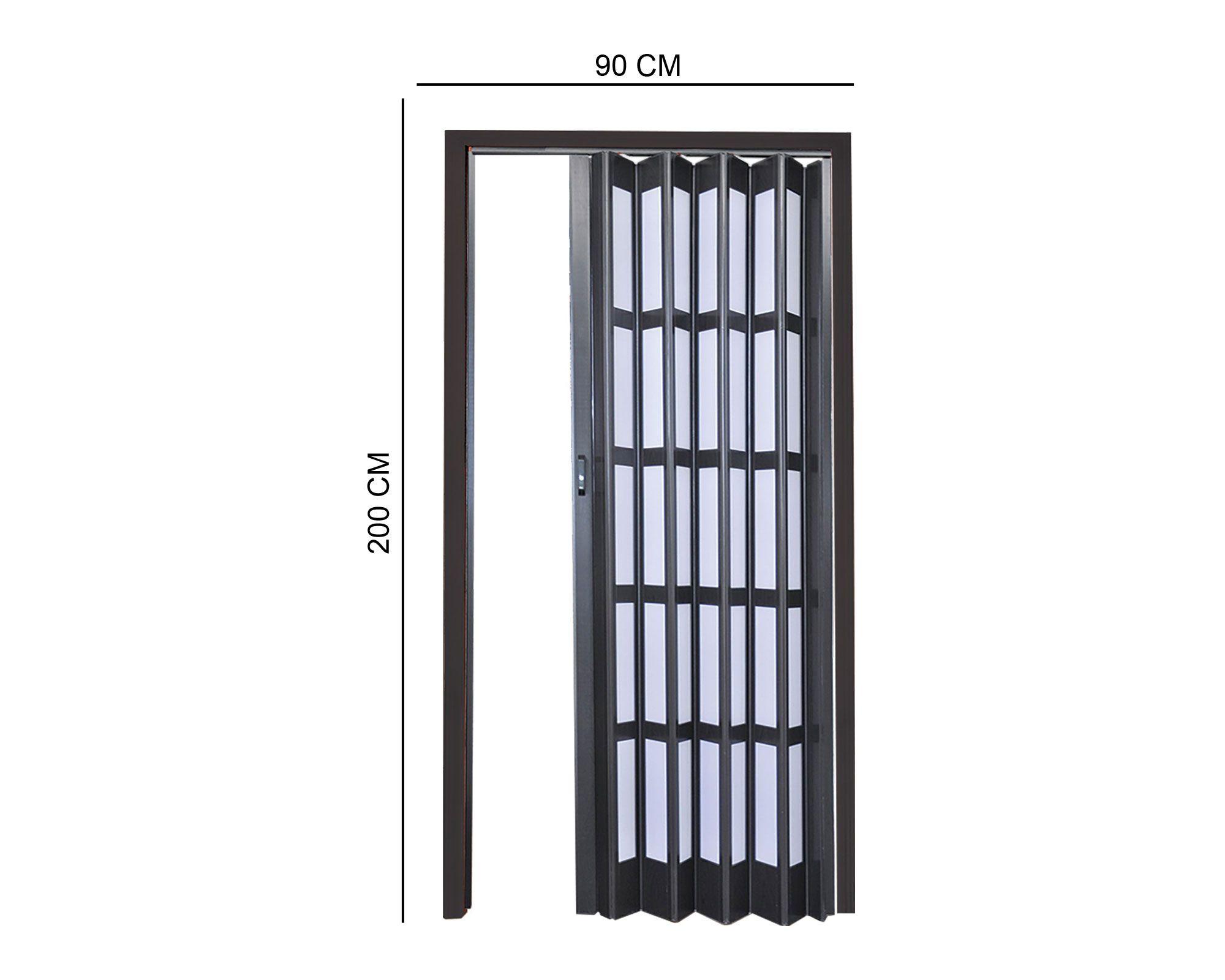 Puerta Plegable PVC 90x200 cm Wengue con ventana Baldara-1