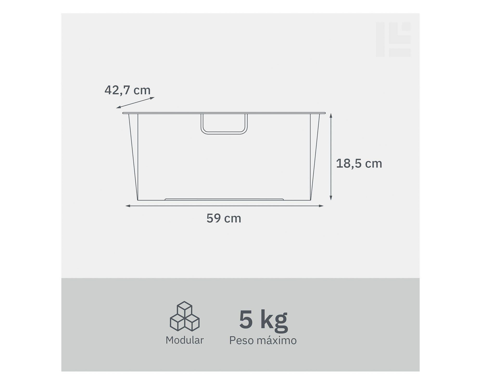 Canasto Malla grafito 18.5x59x42.7 cm-2