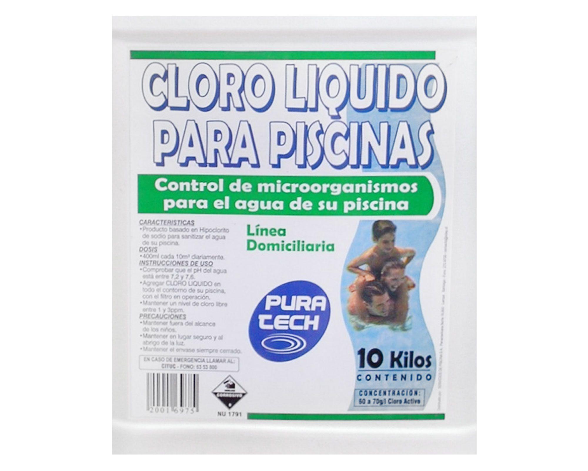Cloro líquido piscina 10 kg Pura tech-1