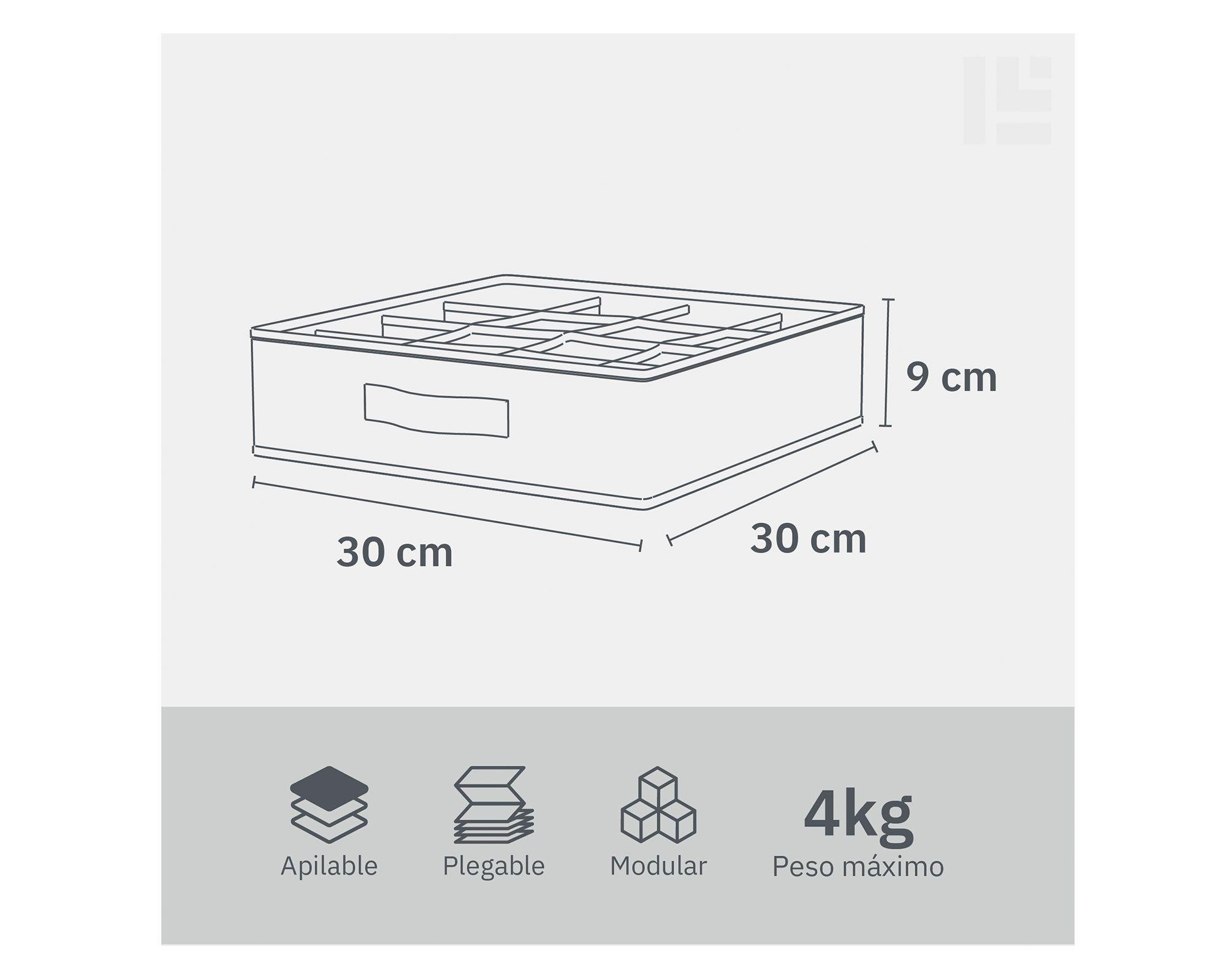Organizador tela 16 espacios crudo 9x30x30 cm-2