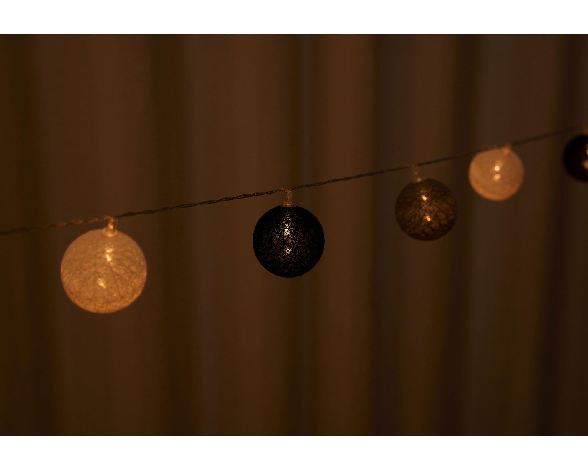 Guirnalda LED 20L esfera negro/gris/blanco Abitare-2