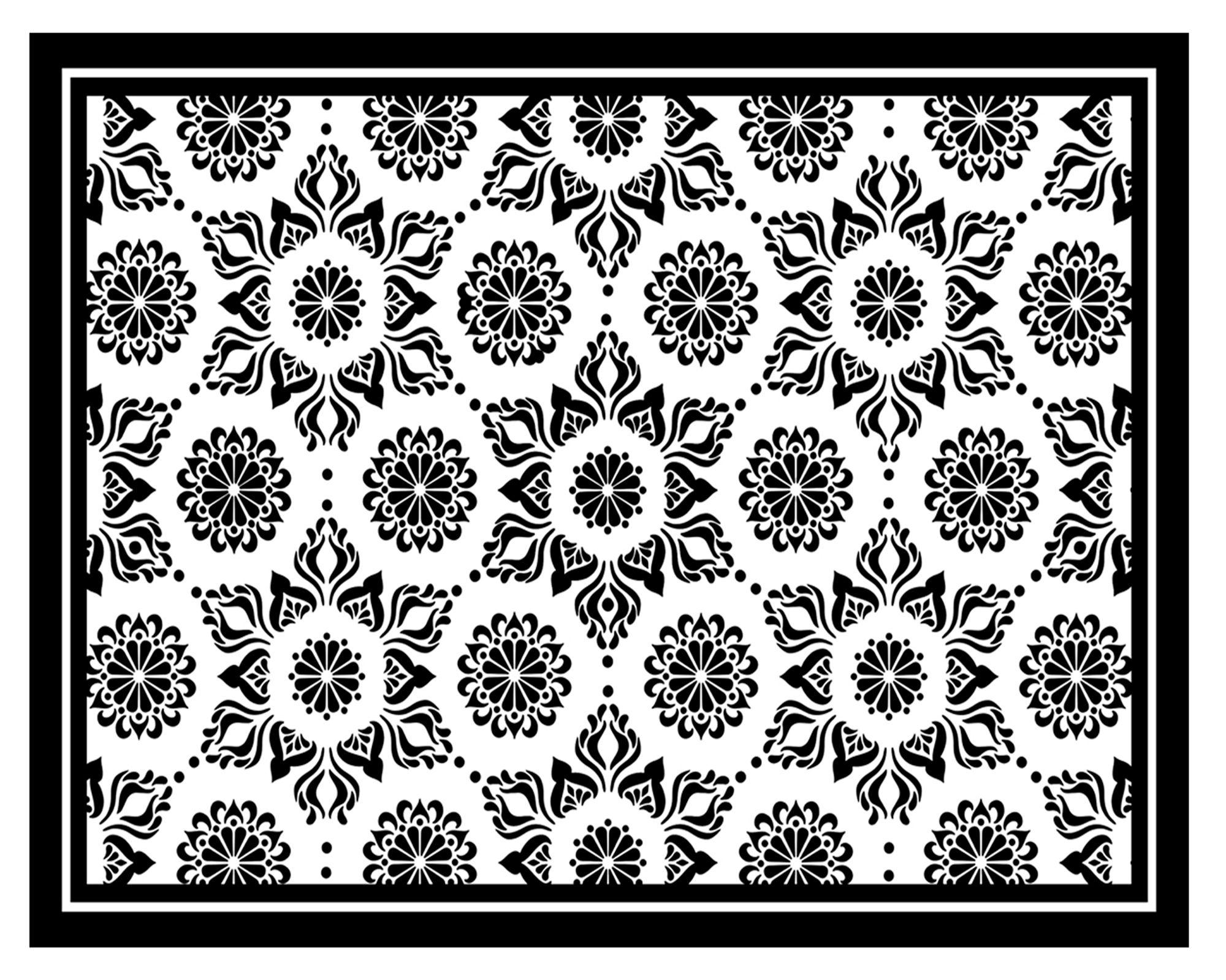 Alfombra de cocina 50x70 cm Flor Indú negro-0