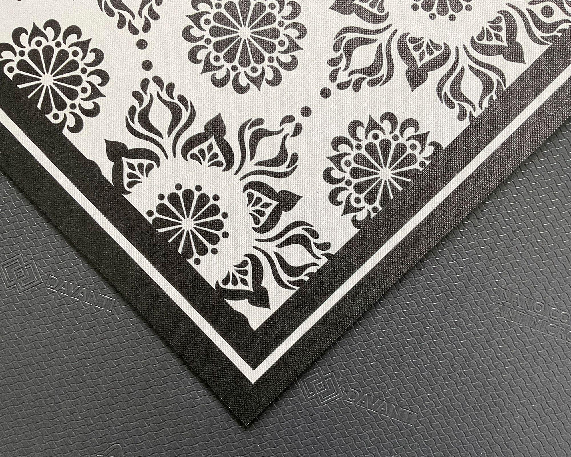 Alfombra de cocina 50x70 cm Flor Indú negro-1