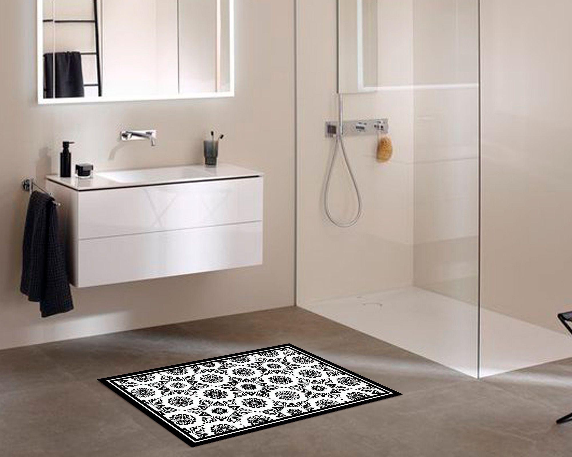 Alfombra de cocina 50x70 cm Flor Indú negro-2