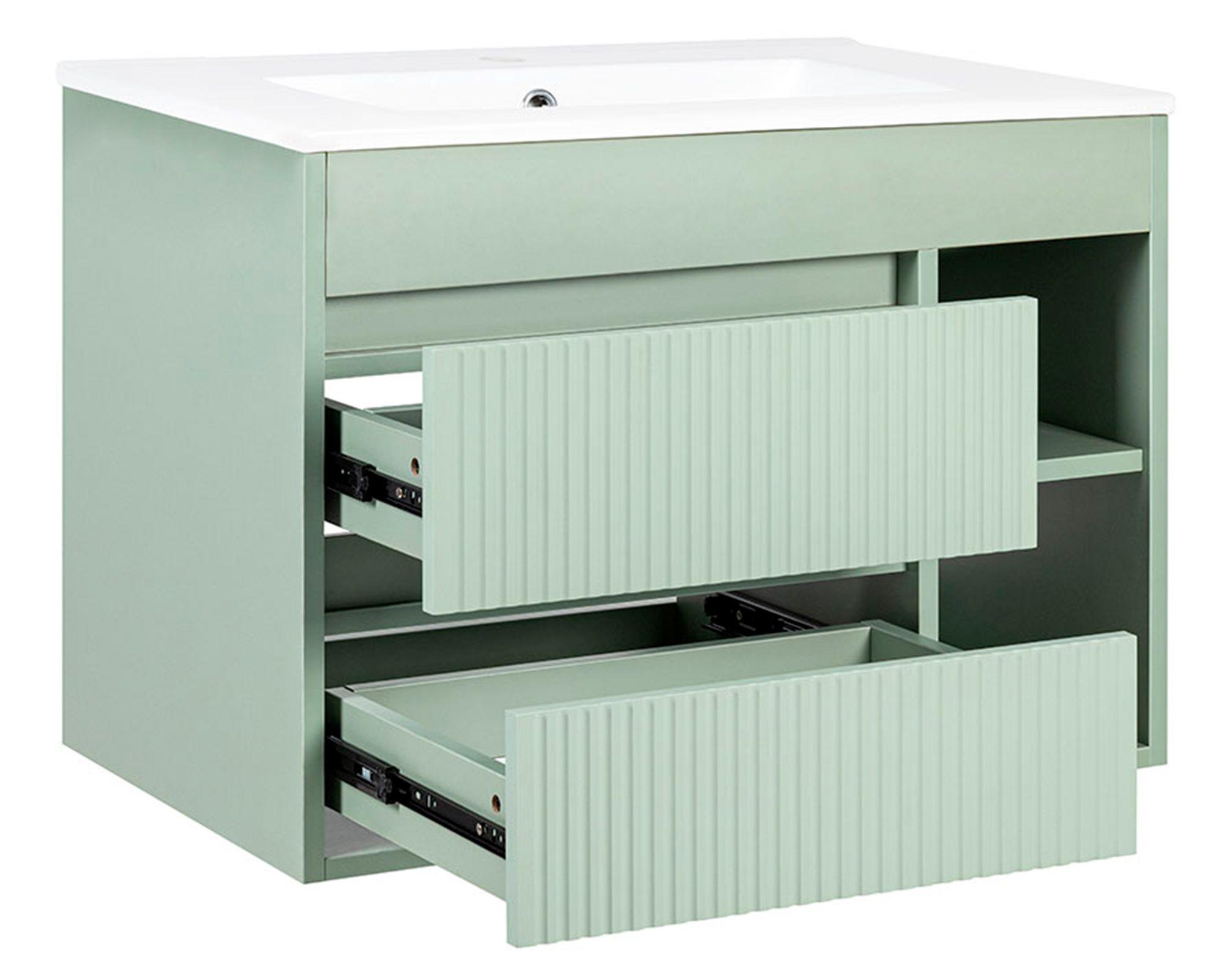 Mueble vanitorio Paris verde texturado + cubierta 61x46.5 cm-2
