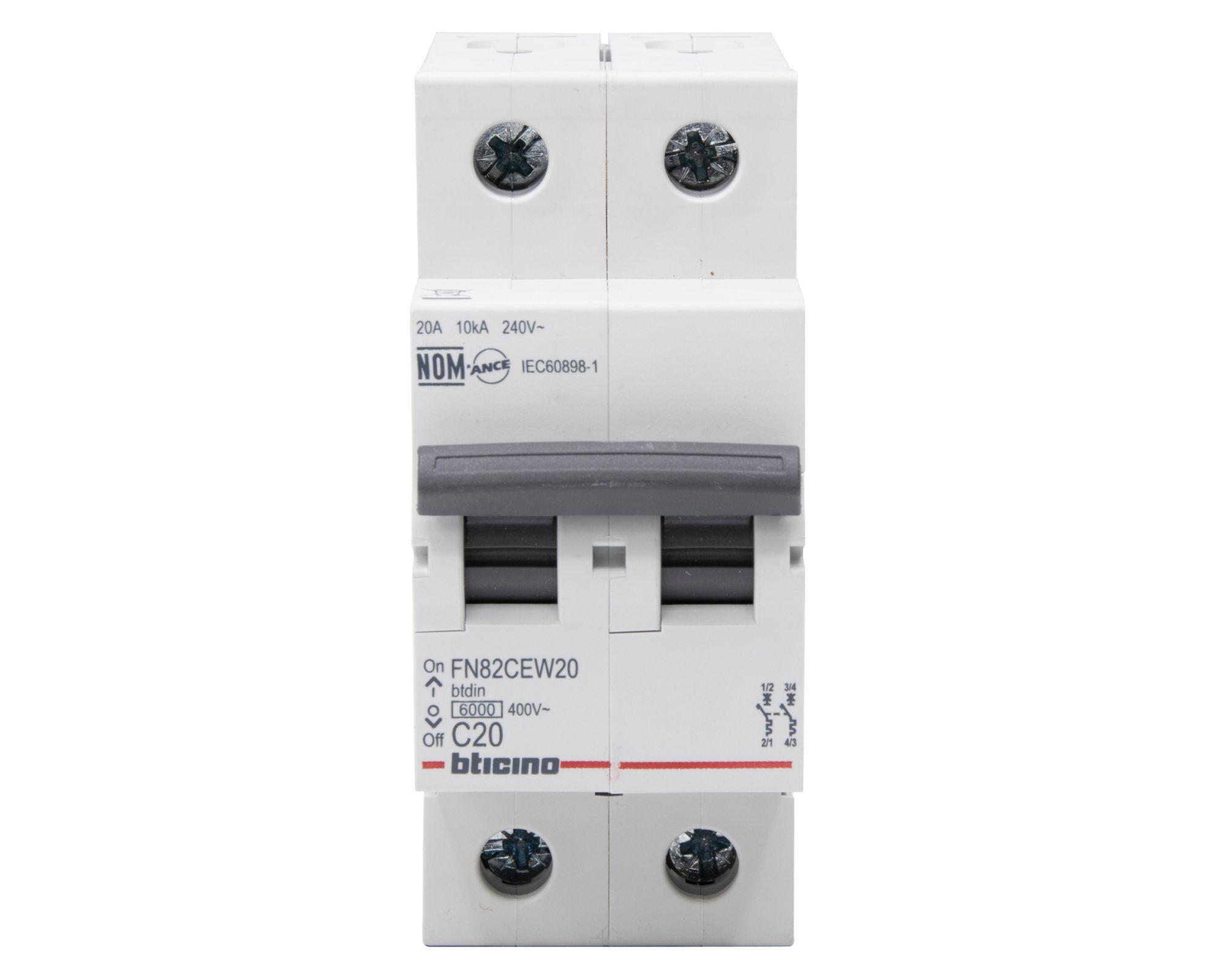 Interruptor automático bipolar 2 módulos 20A 6KA-0