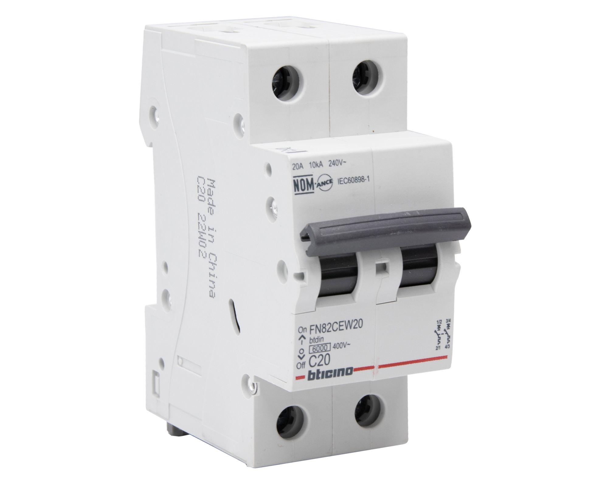 Interruptor automático bipolar 2 módulos 20A 6KA-1