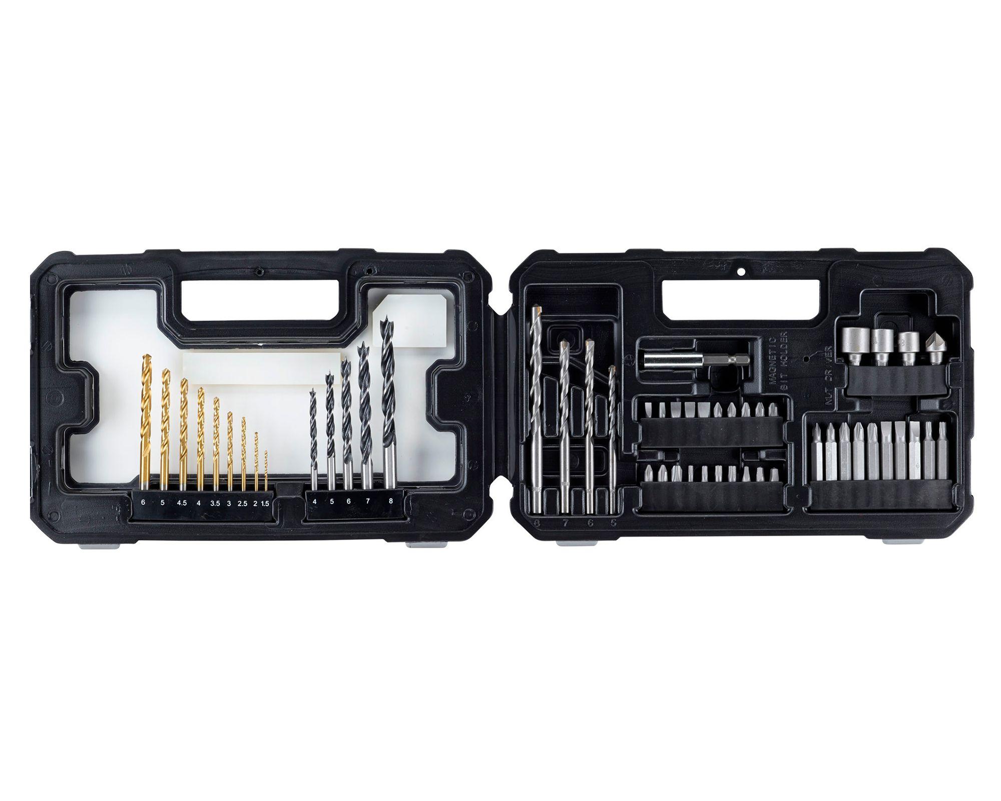 Kit taladro percutor inalámbrico 13 mm 20V + 2 baterías 1.5 Ah + cargador + set accesorios-2