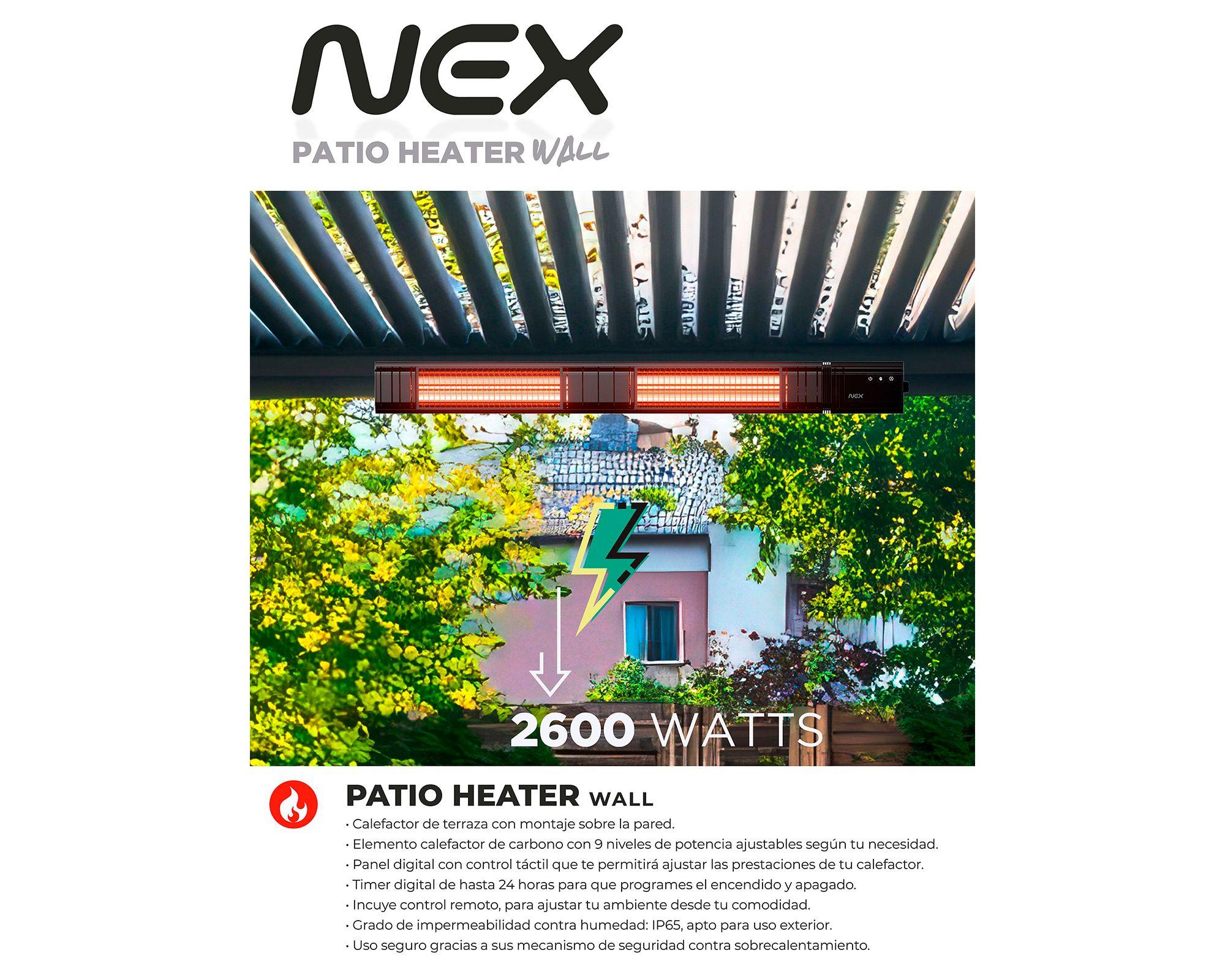 Patio Heater pared PHWALL30B 2600W negro-6