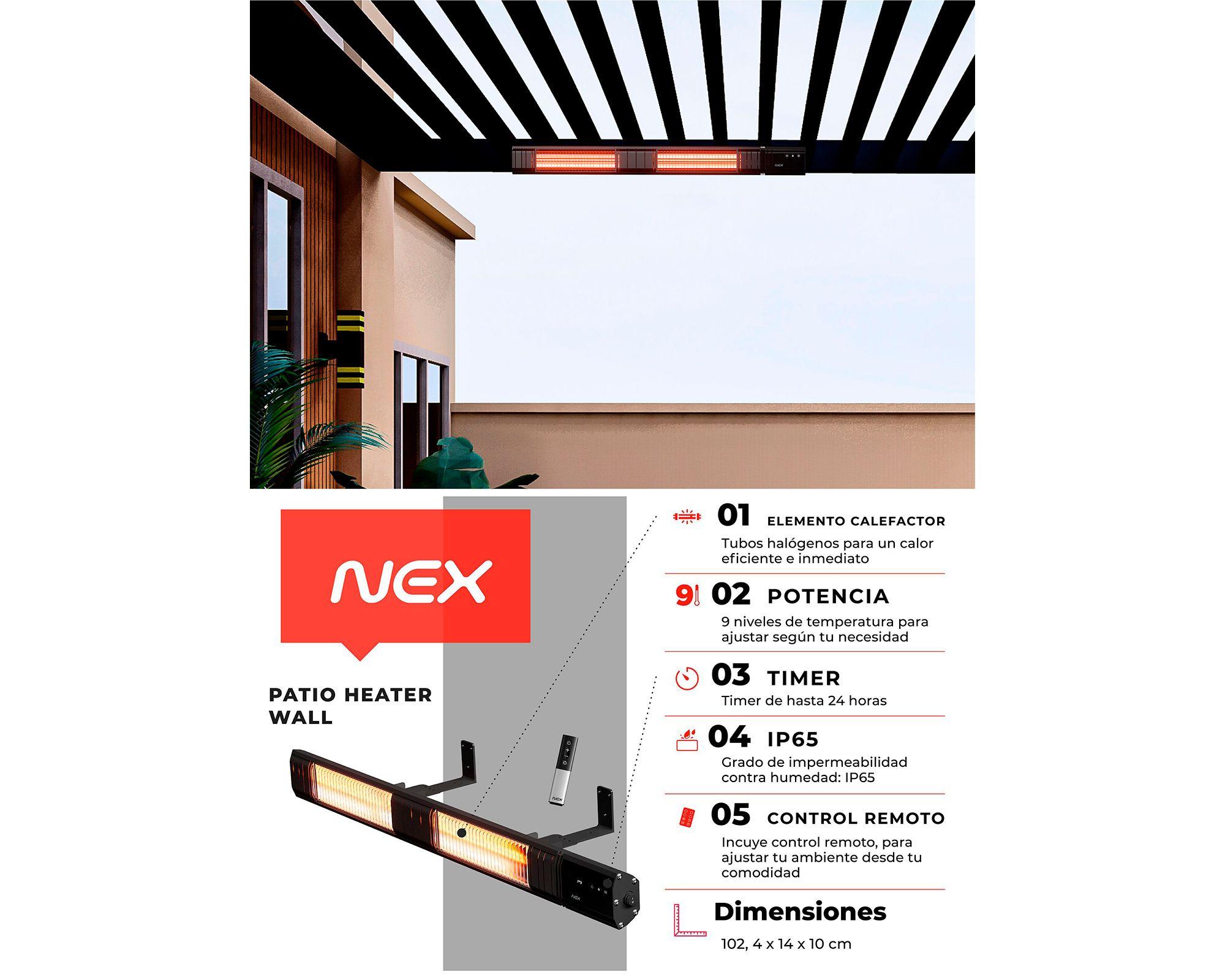 Patio Heater pared PHWALL30B 2600W negro-7