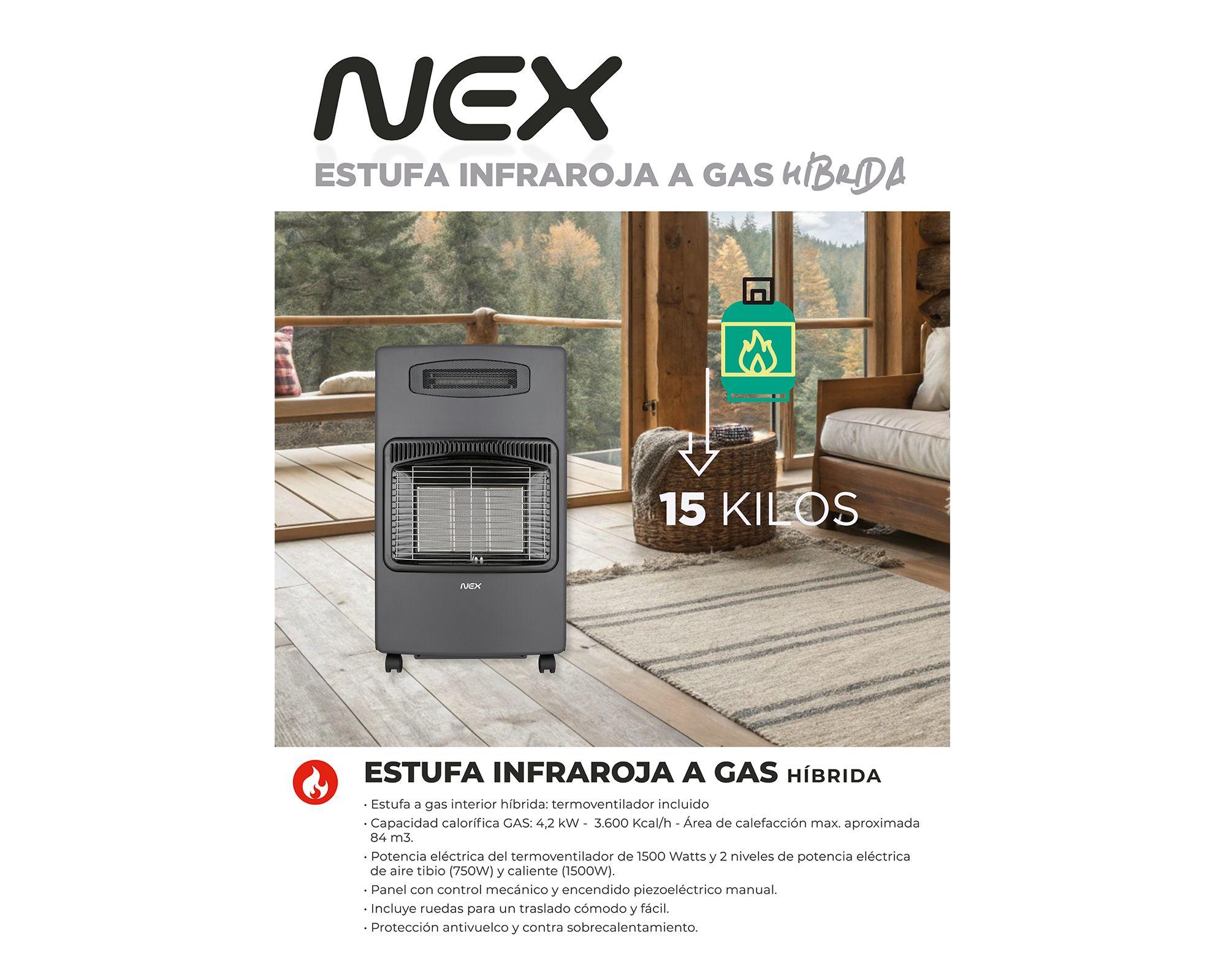 Estufa a gas hibrida EGAS15KGTB 15 kg negro-5