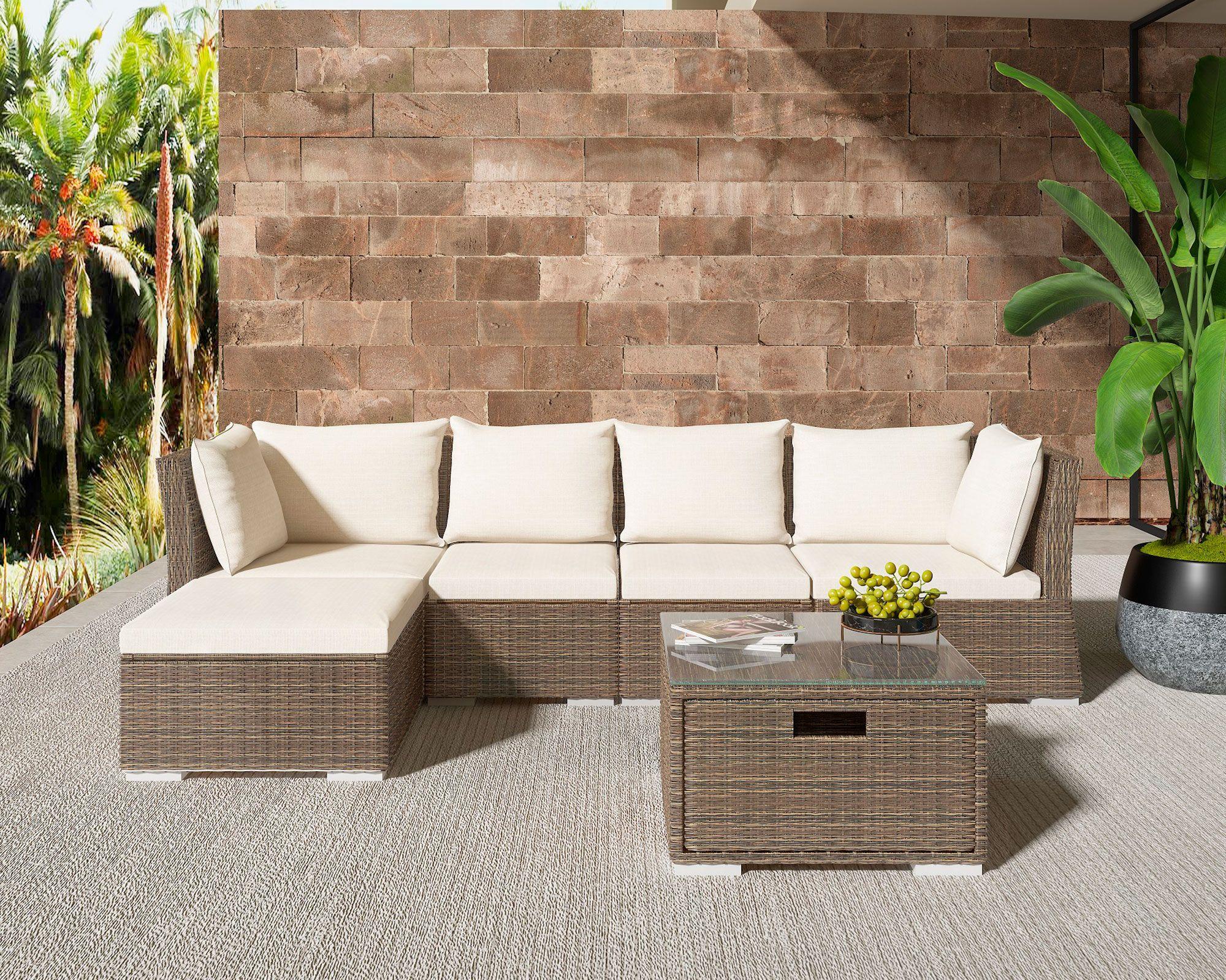 Set terraza 5 personas Fresno caramelo El Barco-5