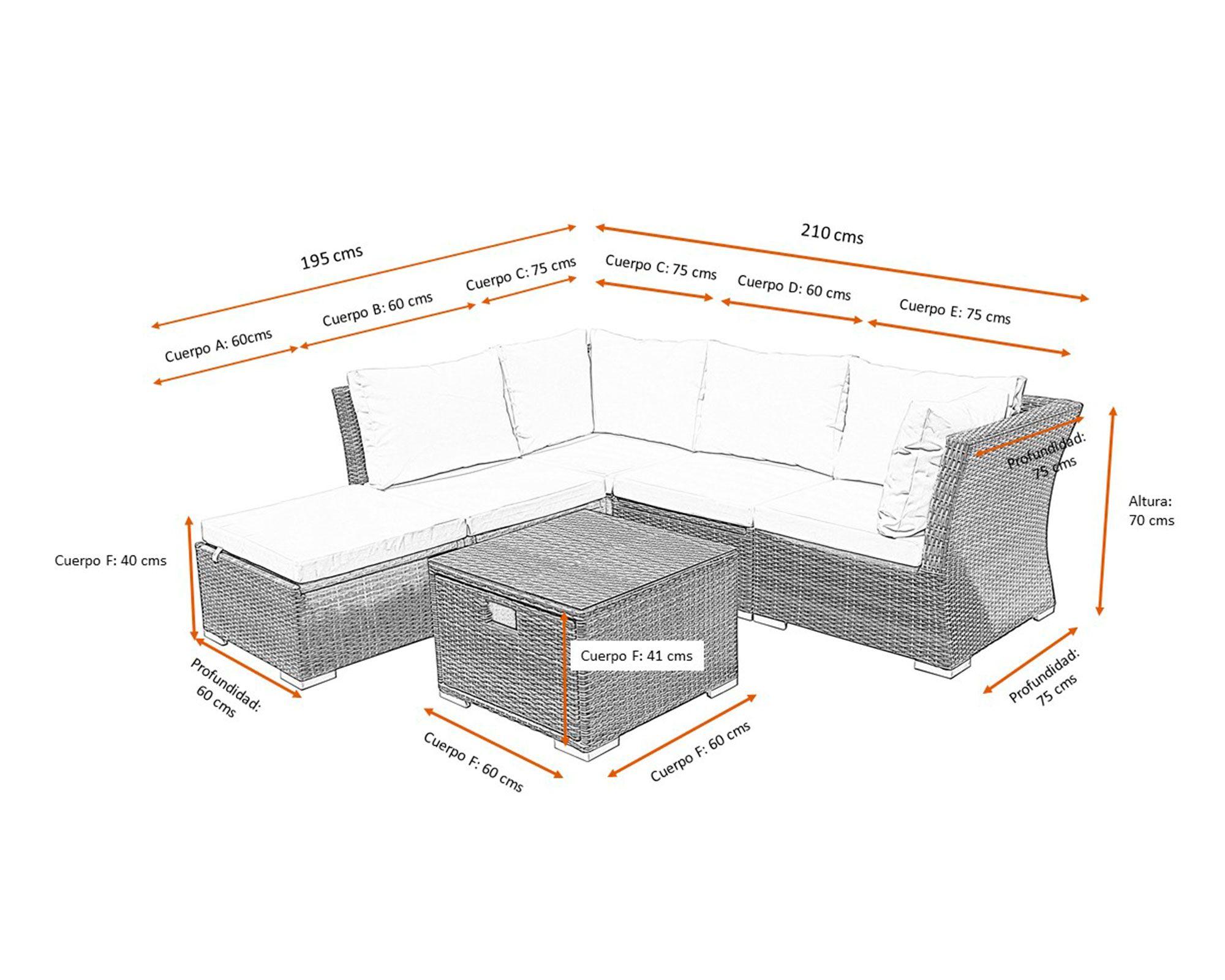 Set terraza 5 personas Fresno caramelo El Barco-6
