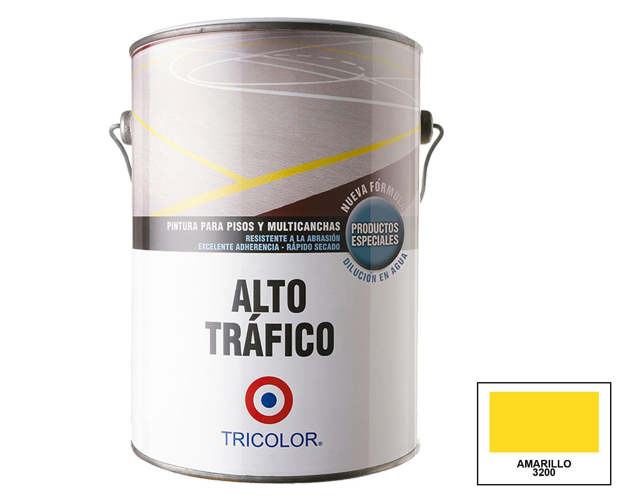 Pintura piso 1 galón Alto tráfico amarillo Tricolor-0