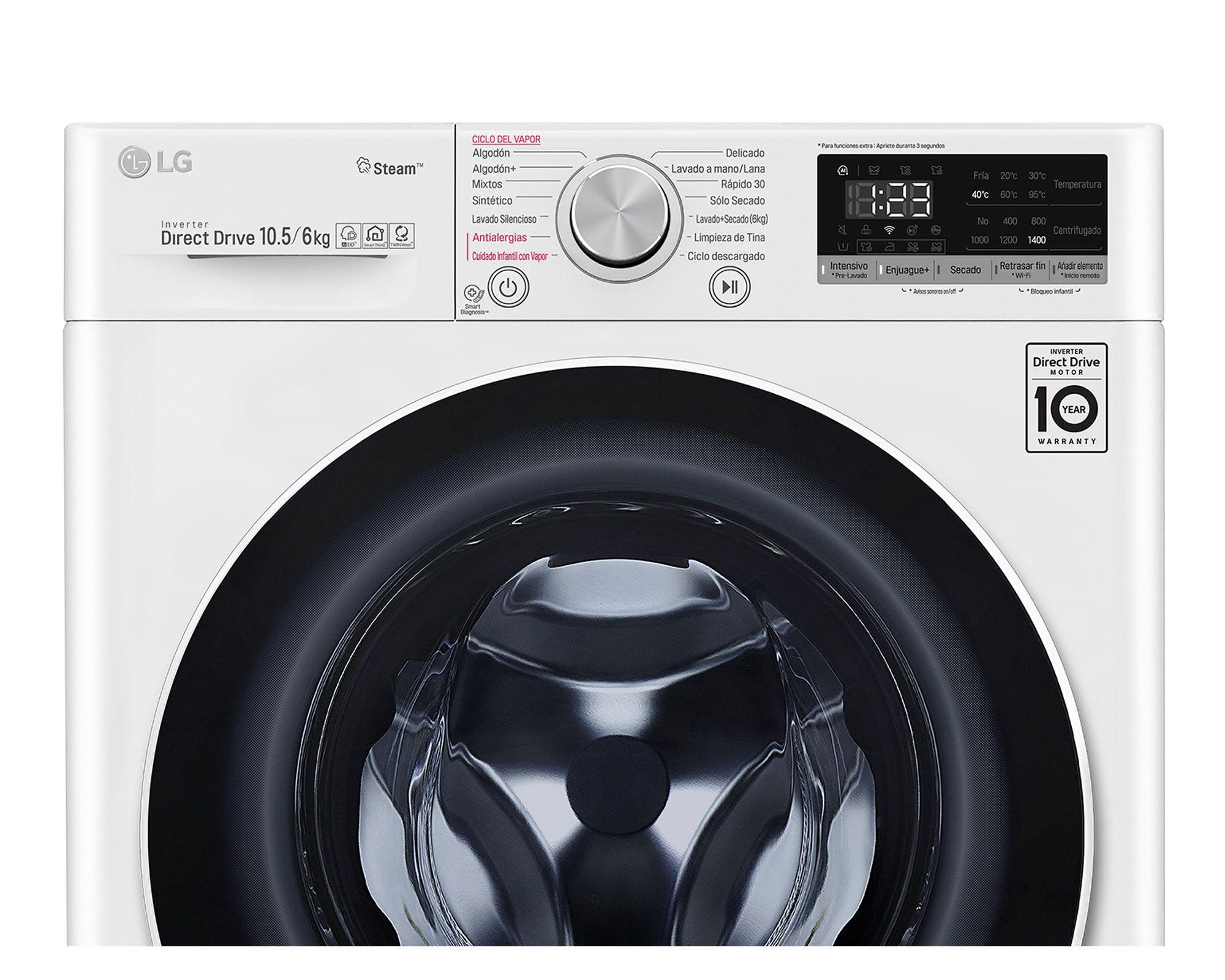 Lavadora secadora 10,5/6 kg WD10WVC4S6 blanco LG-7