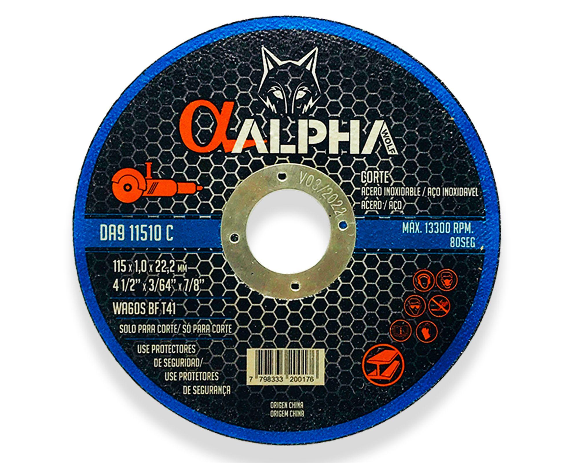Disco corte acero 4.5x1.0 1 mm 3 unidades Alpha Pro-1