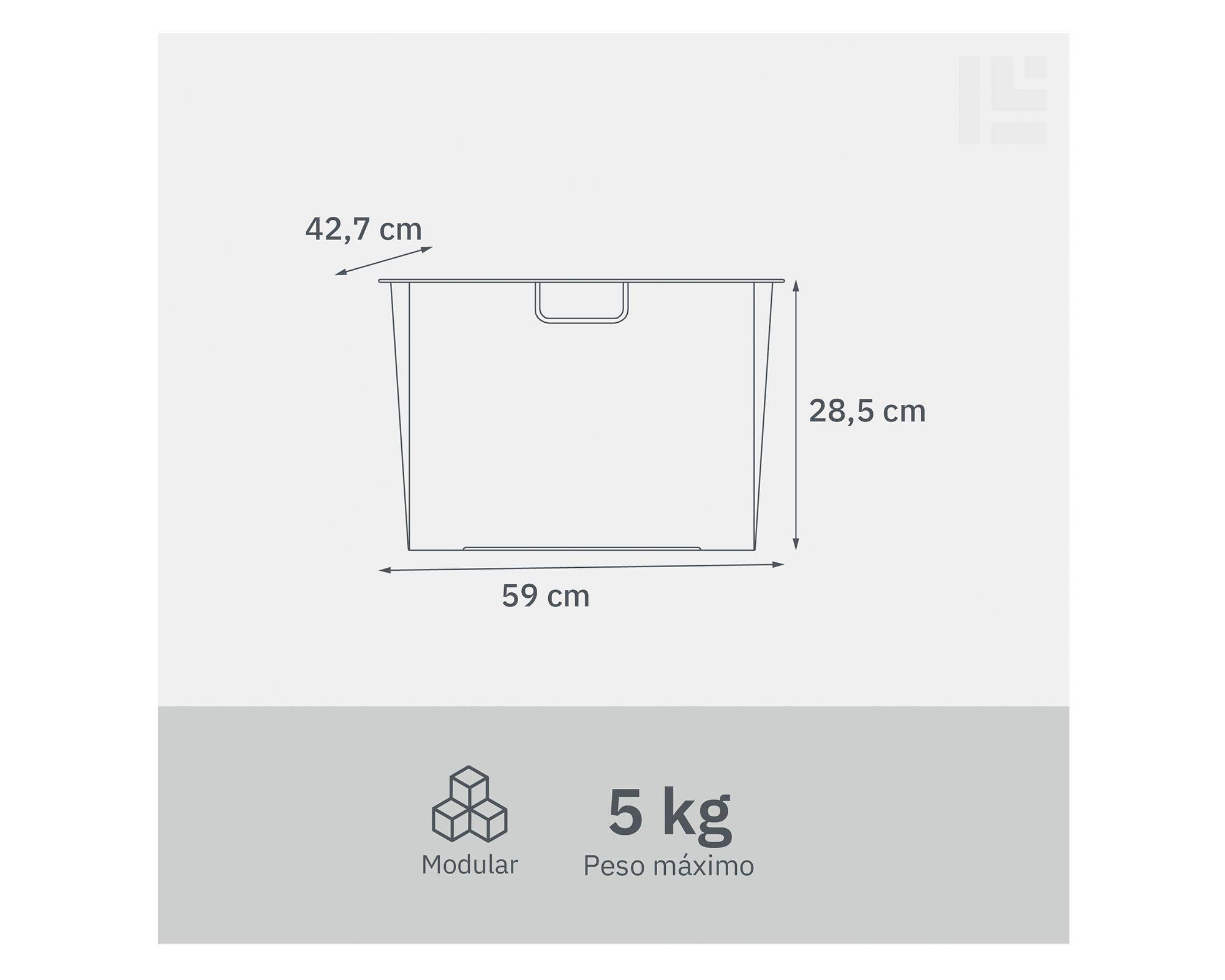Canasto Malla grafito 28.5x59x42.7 cm-2