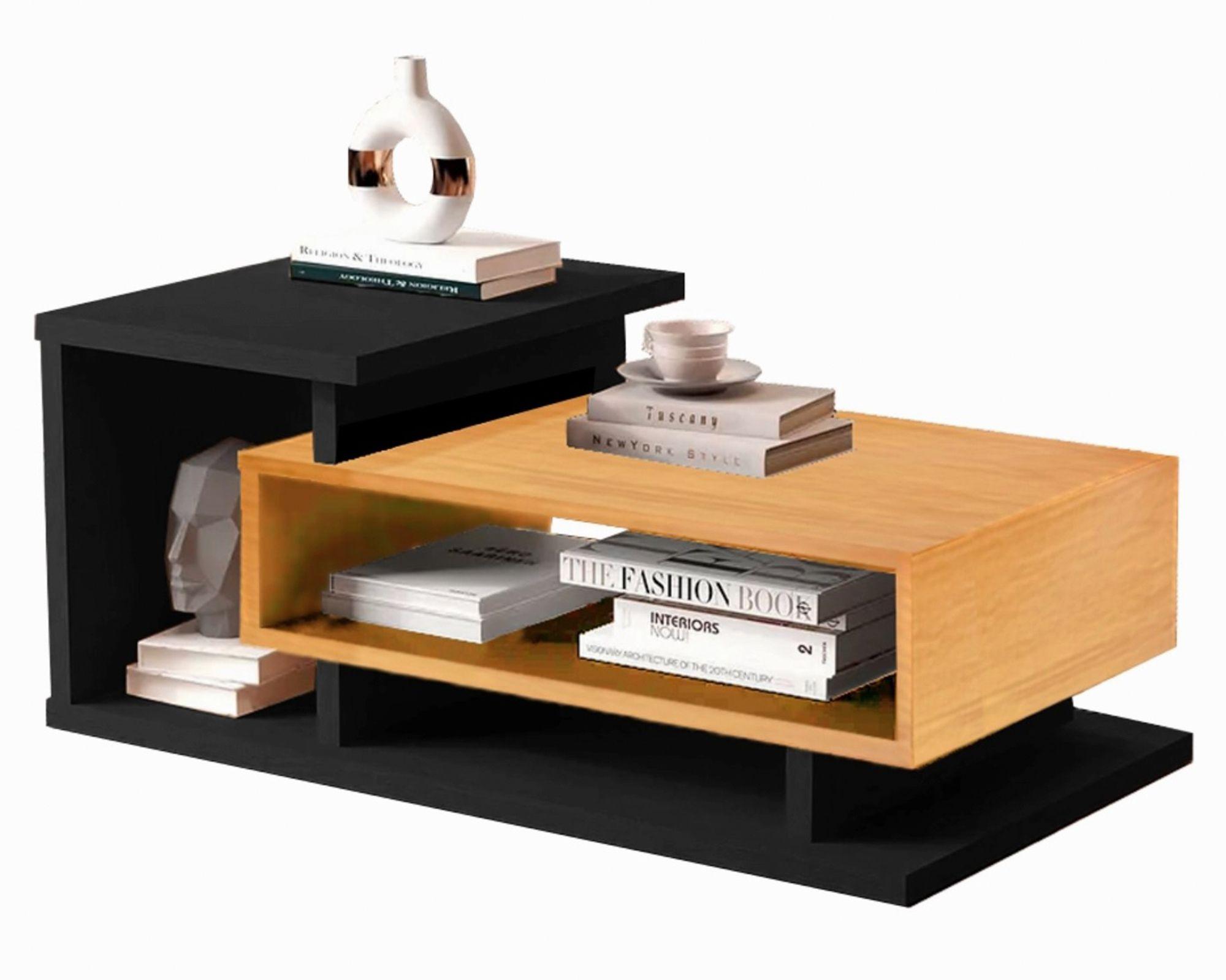 Mesa de centro Boho bicolor caramelo/negro-0