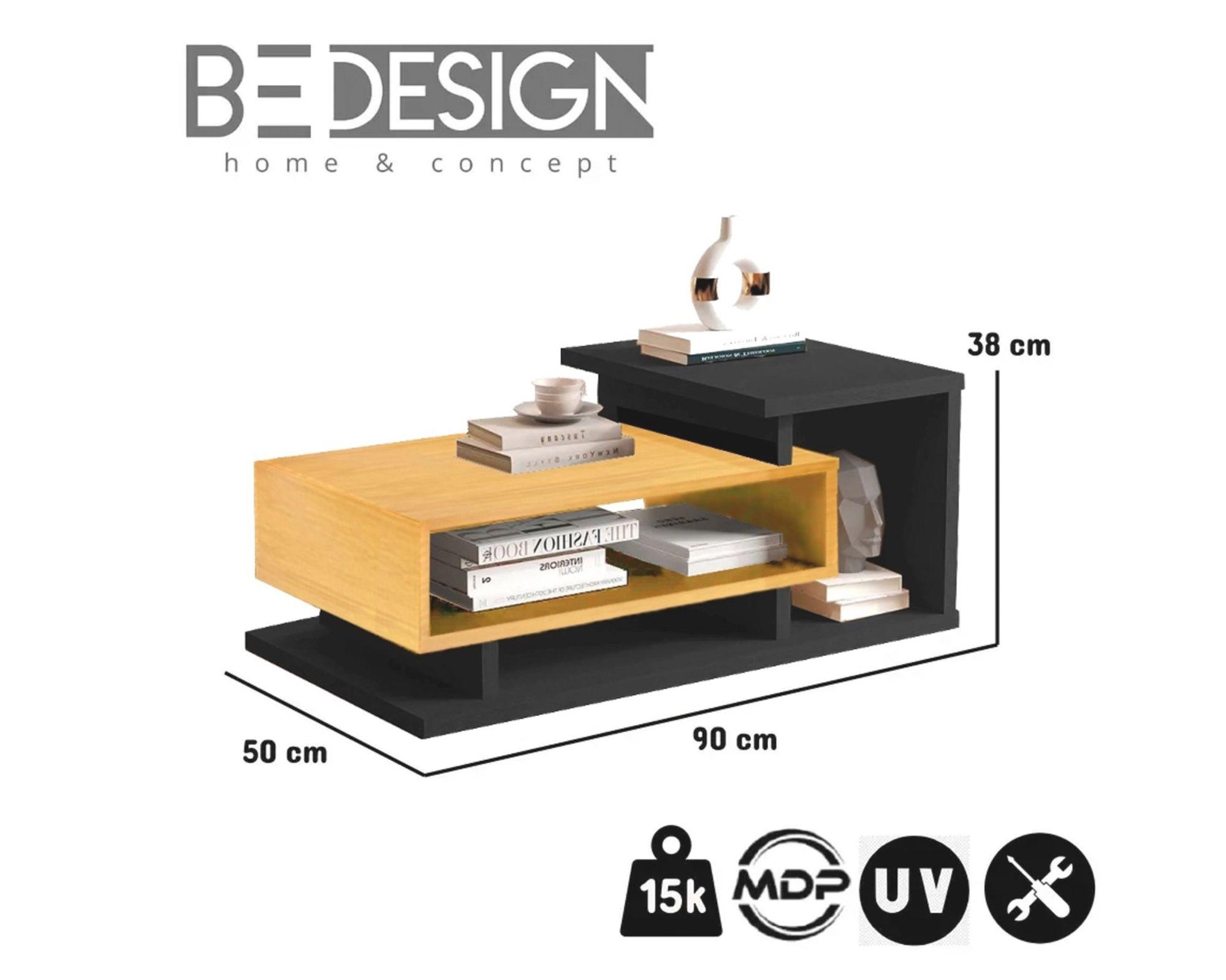 Mesa de centro Boho bicolor caramelo/negro-2