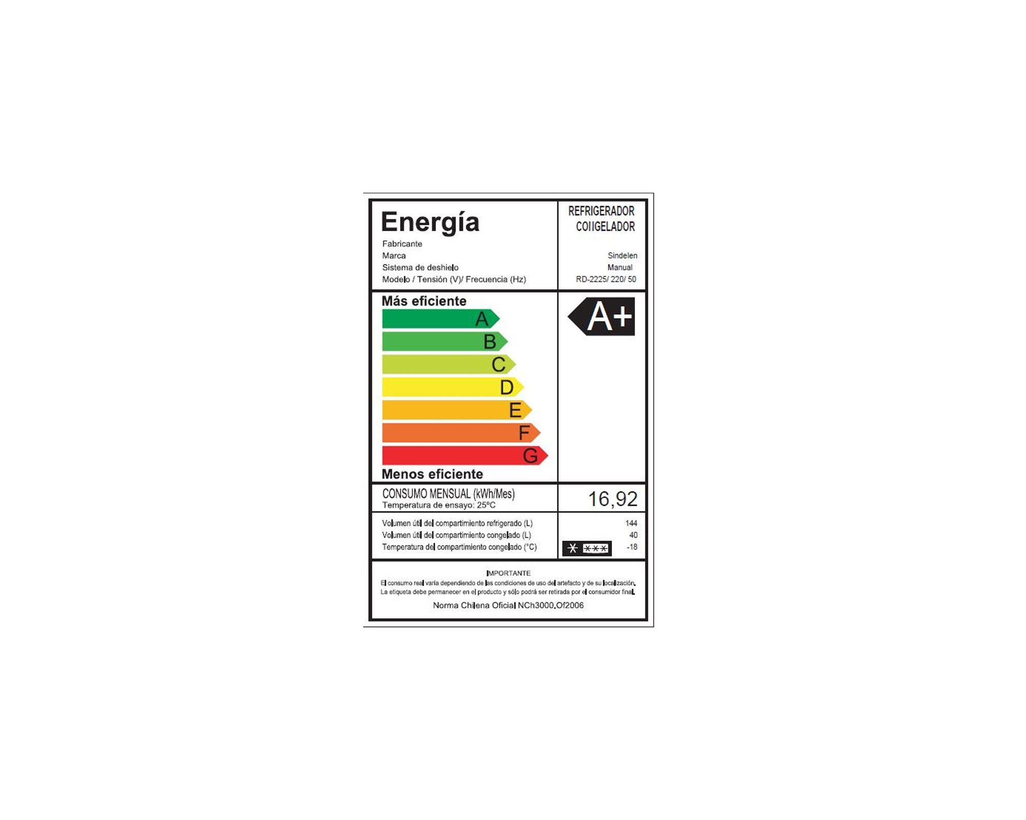 Refrigerador frio directo 184 litros RD-2225SI Sindelen-5