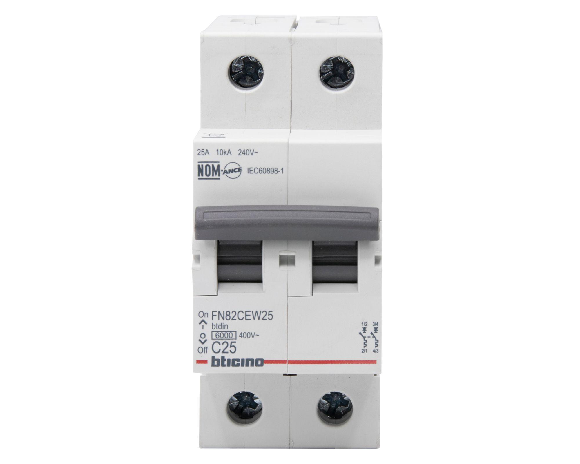 Interruptor automático bipolar 2 módulos 25A 6KA-0