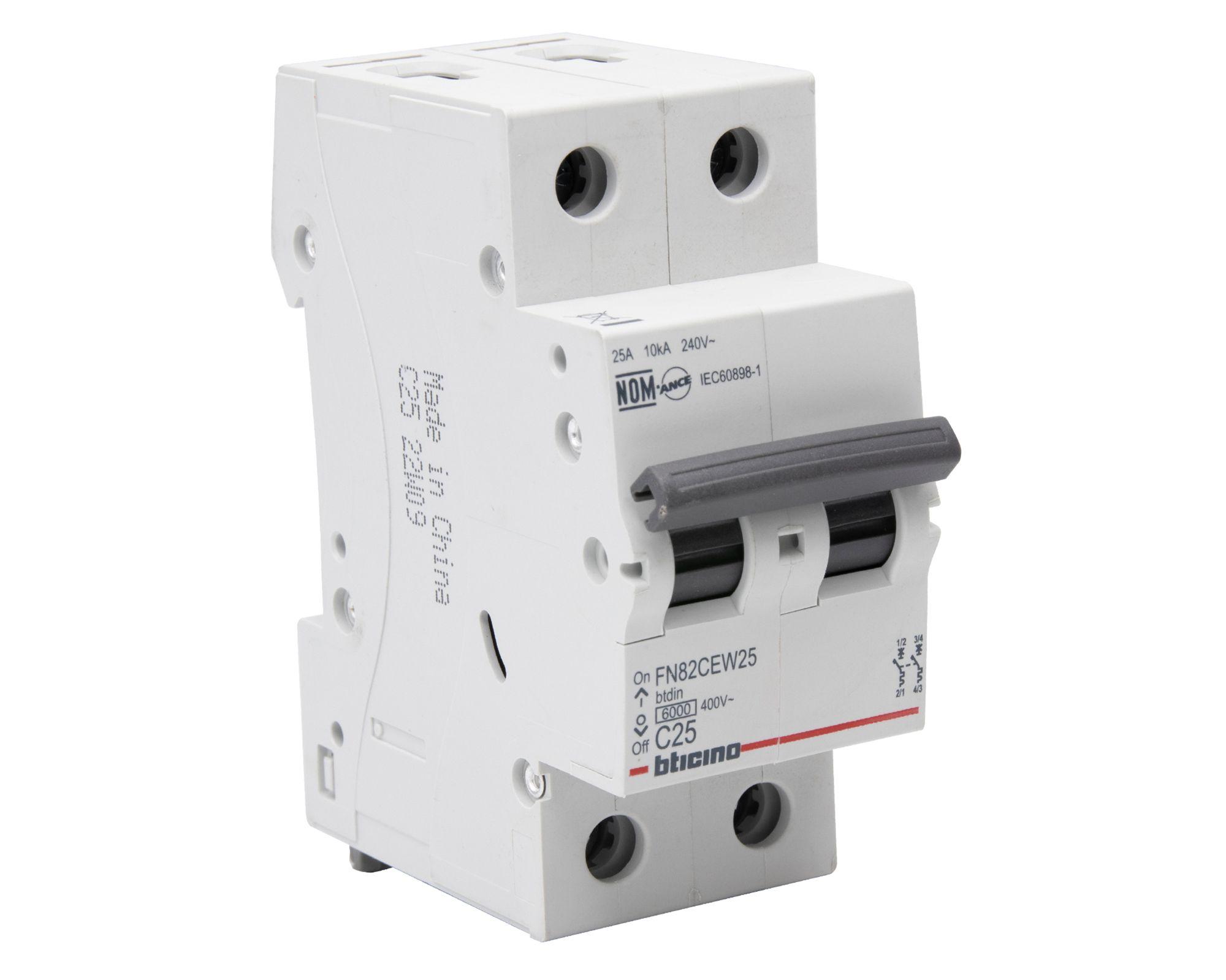Interruptor automático bipolar 2 módulos 25A 6KA-1