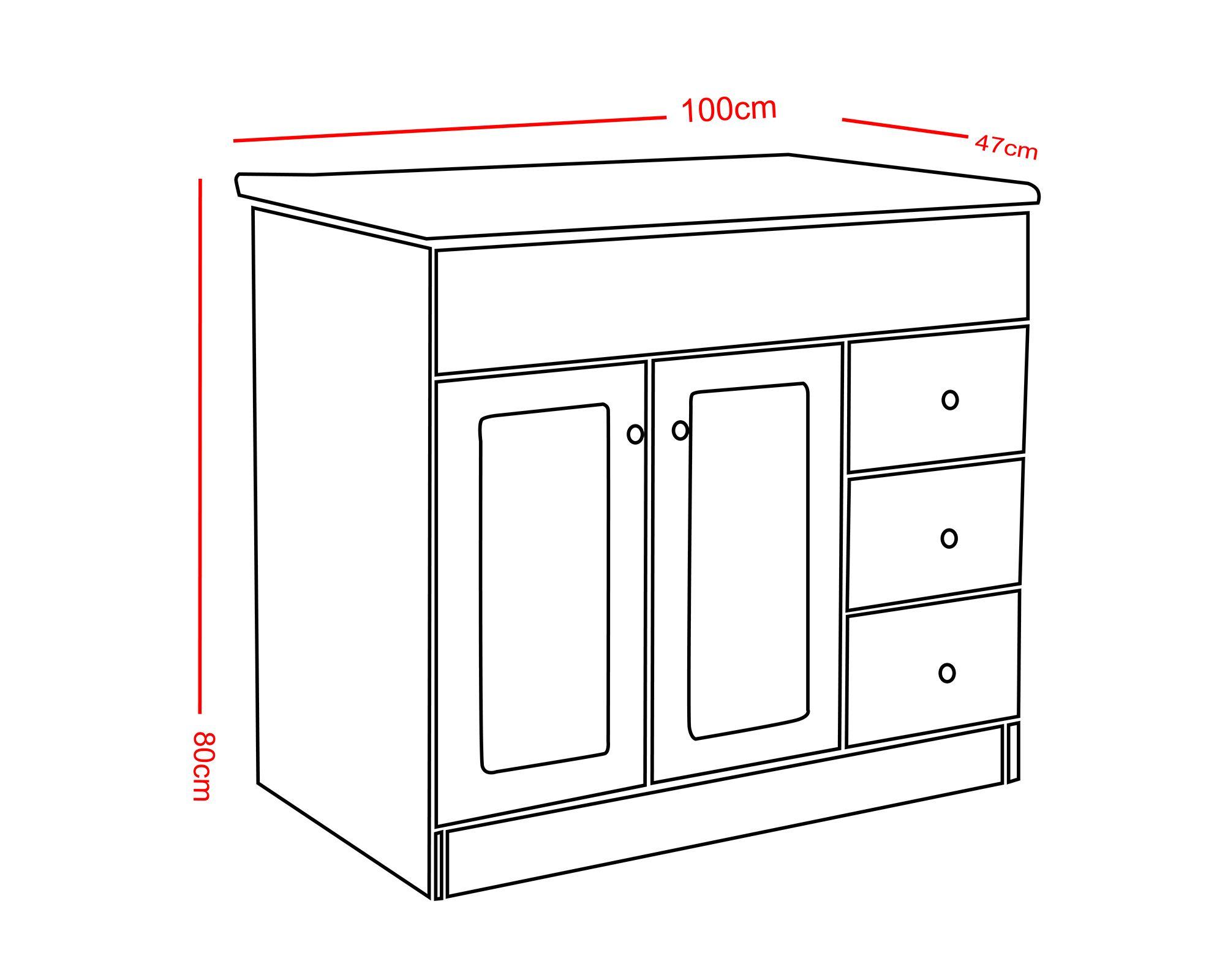 Mueble vanitorio 100 cm B100PHD-B+F-100 blanco Domsa-3