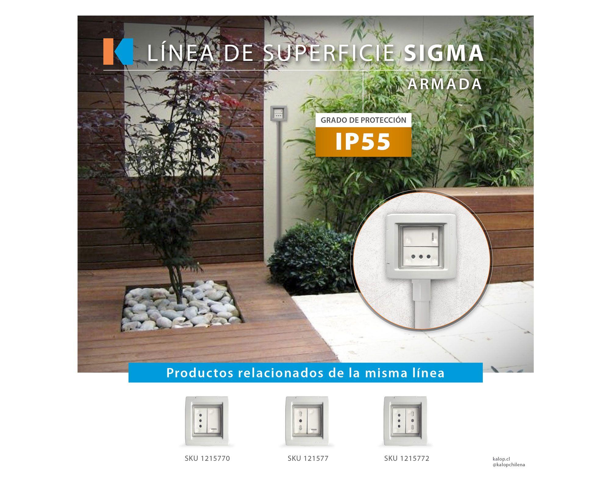 Caja sigma interruptor 9/12 + enchufe 10A Kalop-3