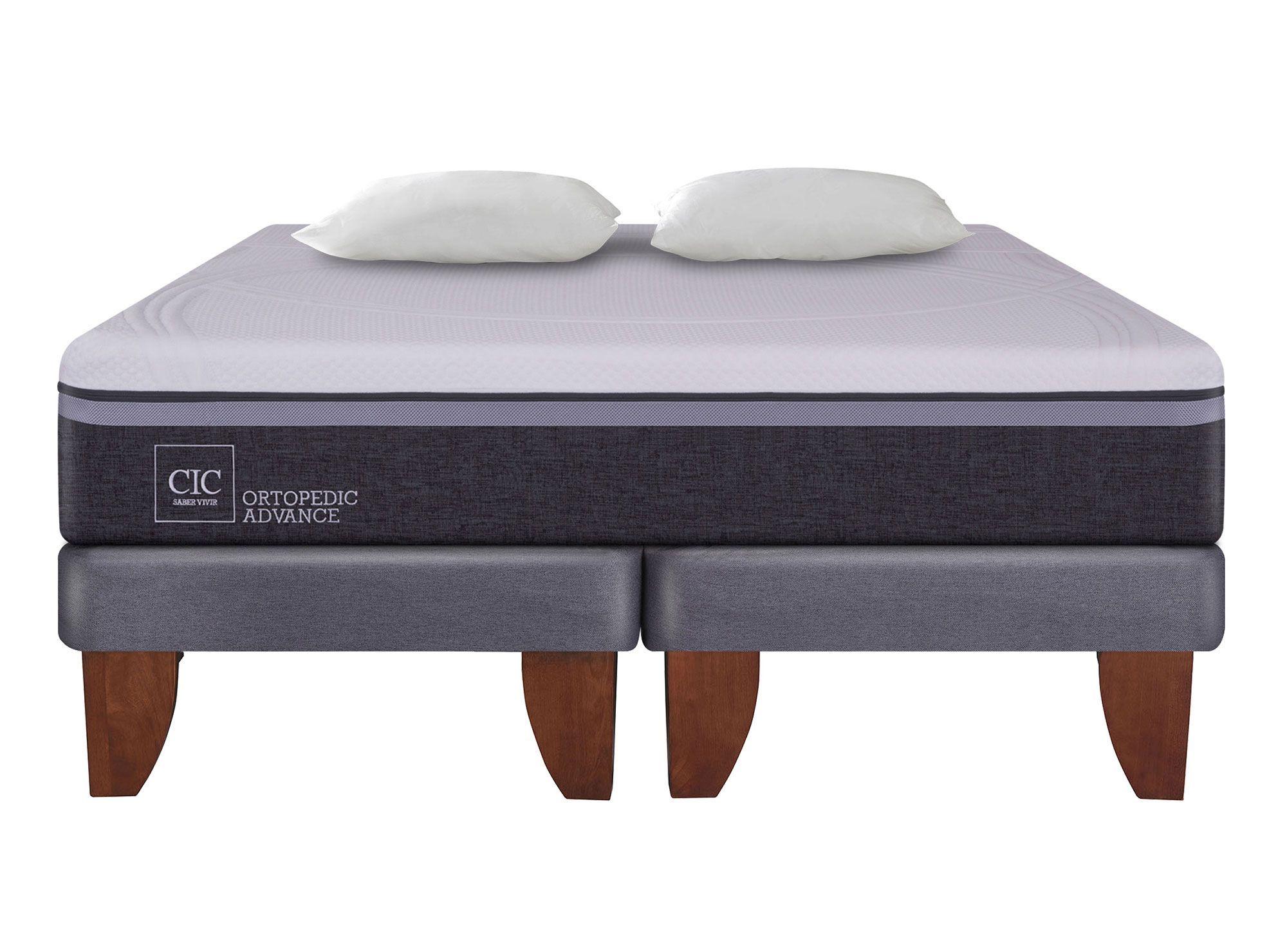 Cama europea 2 plazas Ortopedic advance base dividida + almohadas Cic-0