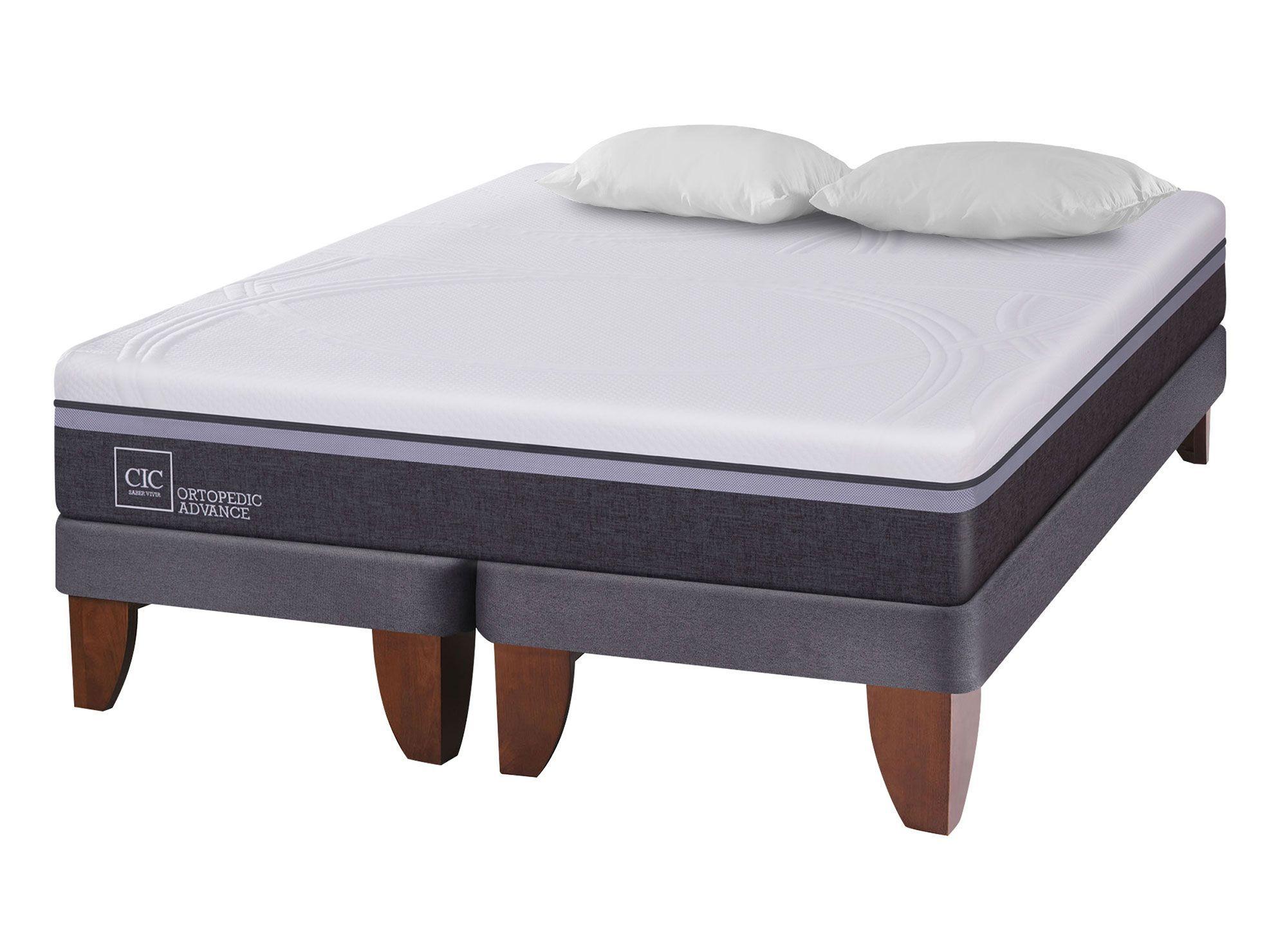 Cama europea 2 plazas Ortopedic advance base dividida + almohadas Cic-1