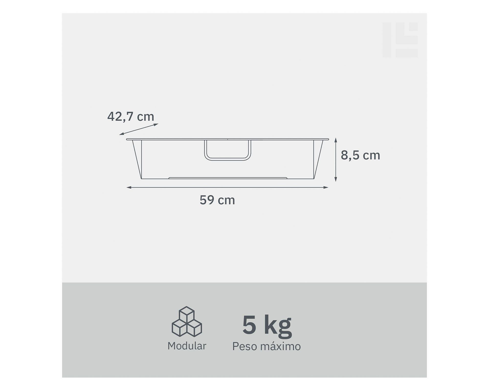 Canasto Malla grafito 8.5x59x42.7 cm-2