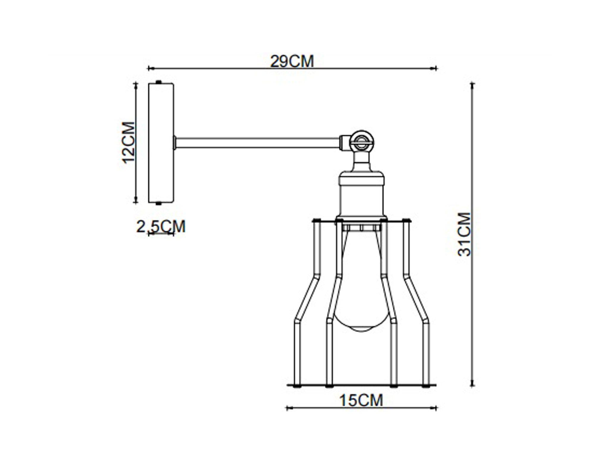 Aplique 1L E27 Aragona negro Abitare-4