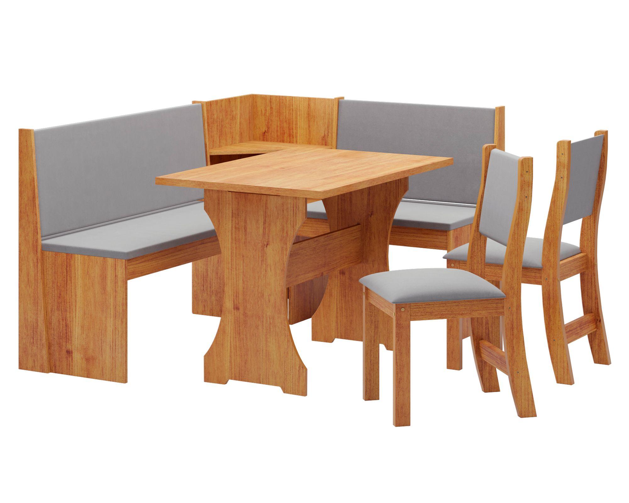 Comedor 2 sillas 2 banquetas Cantobig café claro/gris oscuro-0