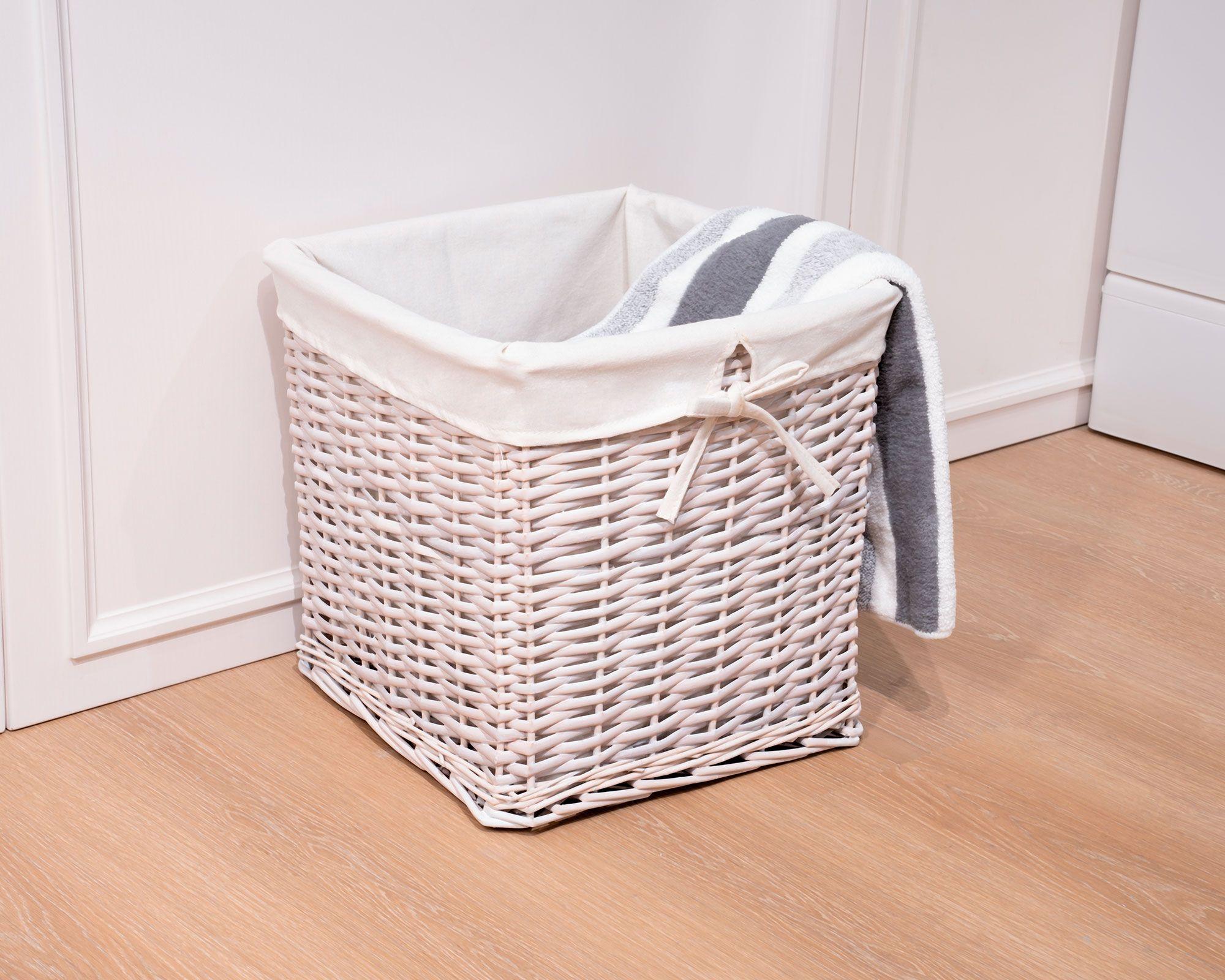 Canasto tela interior/mimbre blanco 30x30x30 cm-2