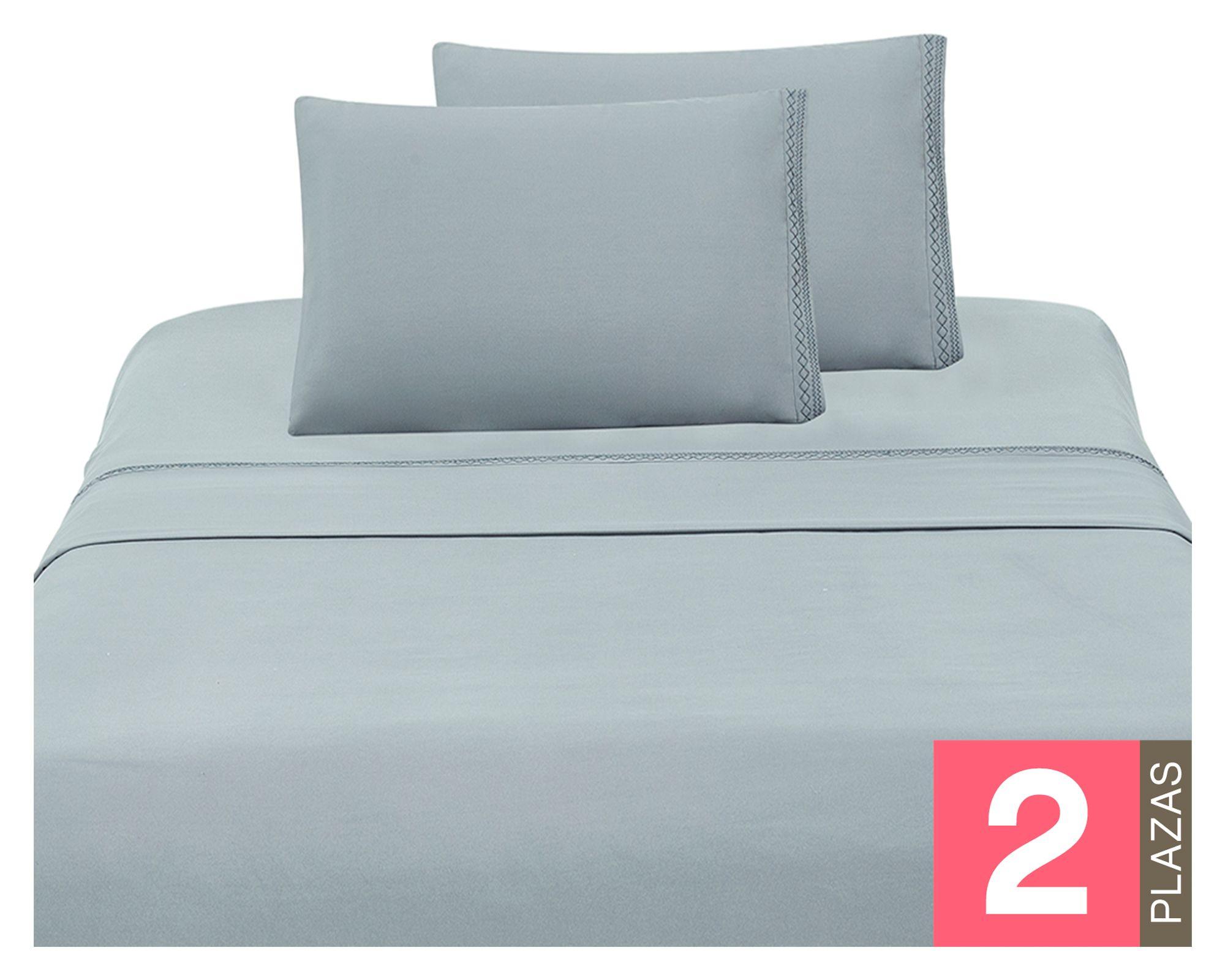 Juego de sábanas 2 plazas microfibra Broderie blanco-0