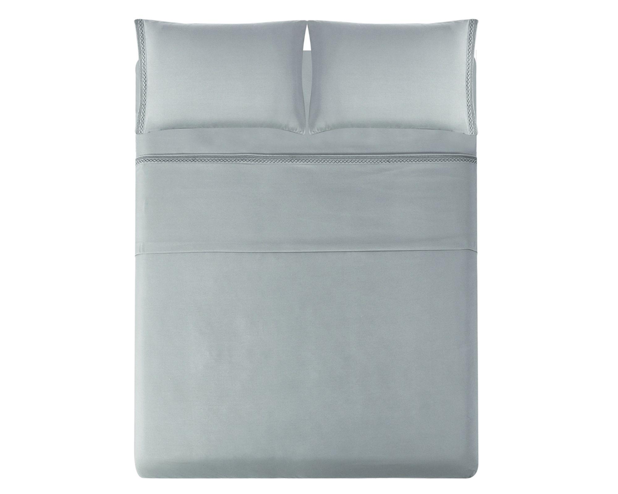 Juego de sábanas 2 plazas microfibra Broderie blanco-1