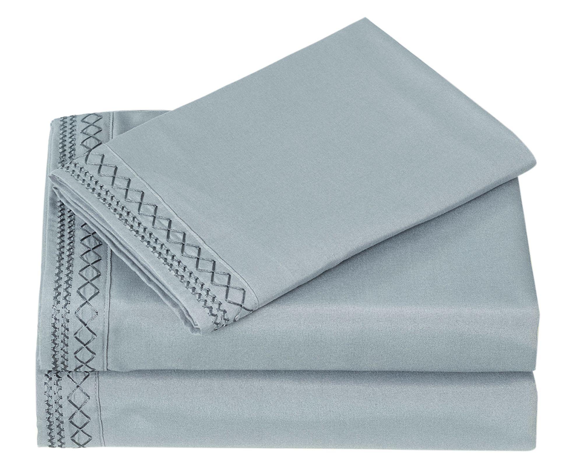 Juego de sábanas 2 plazas microfibra Broderie blanco-2