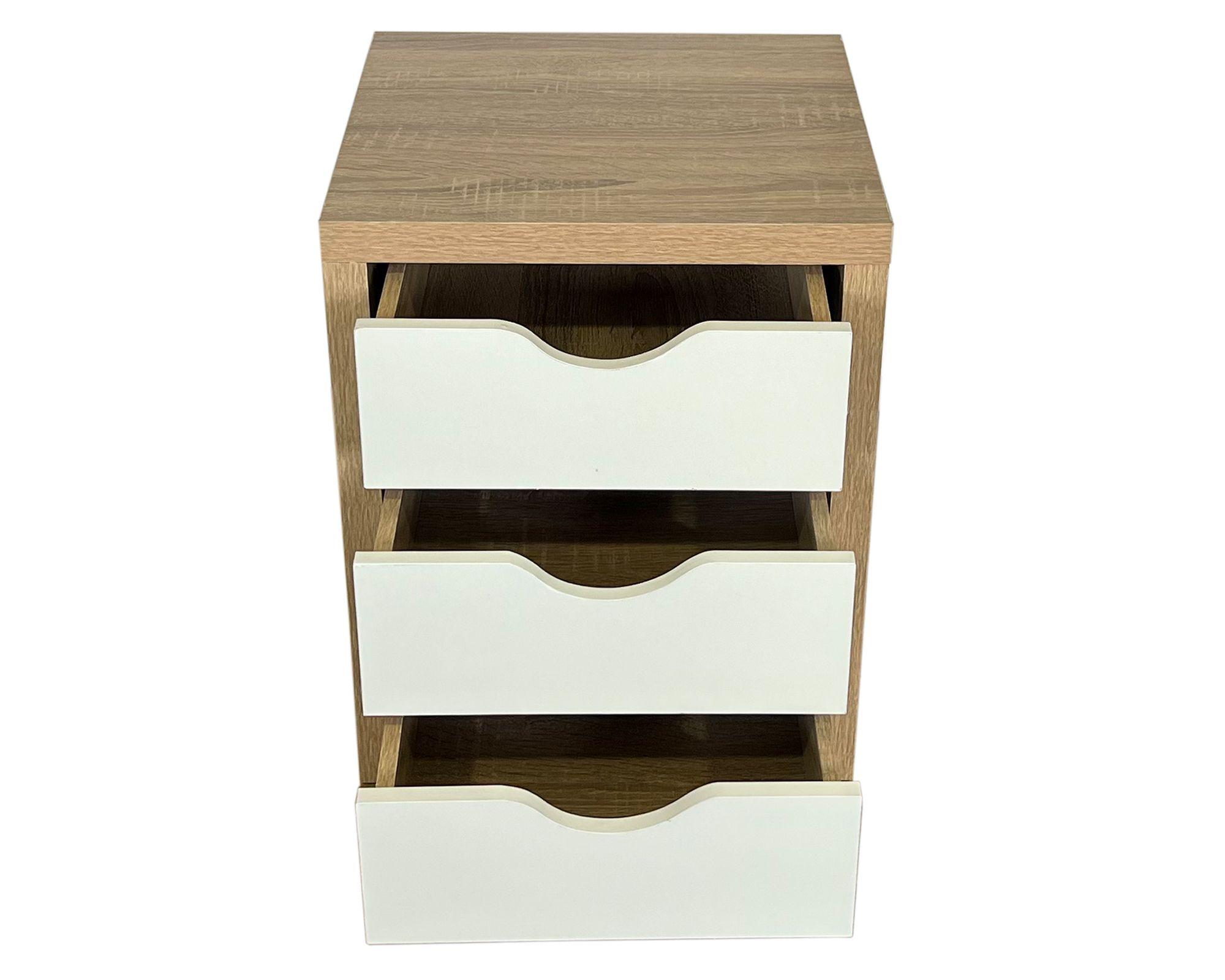 Escritorio + cajonera + librero blanco/natural-6