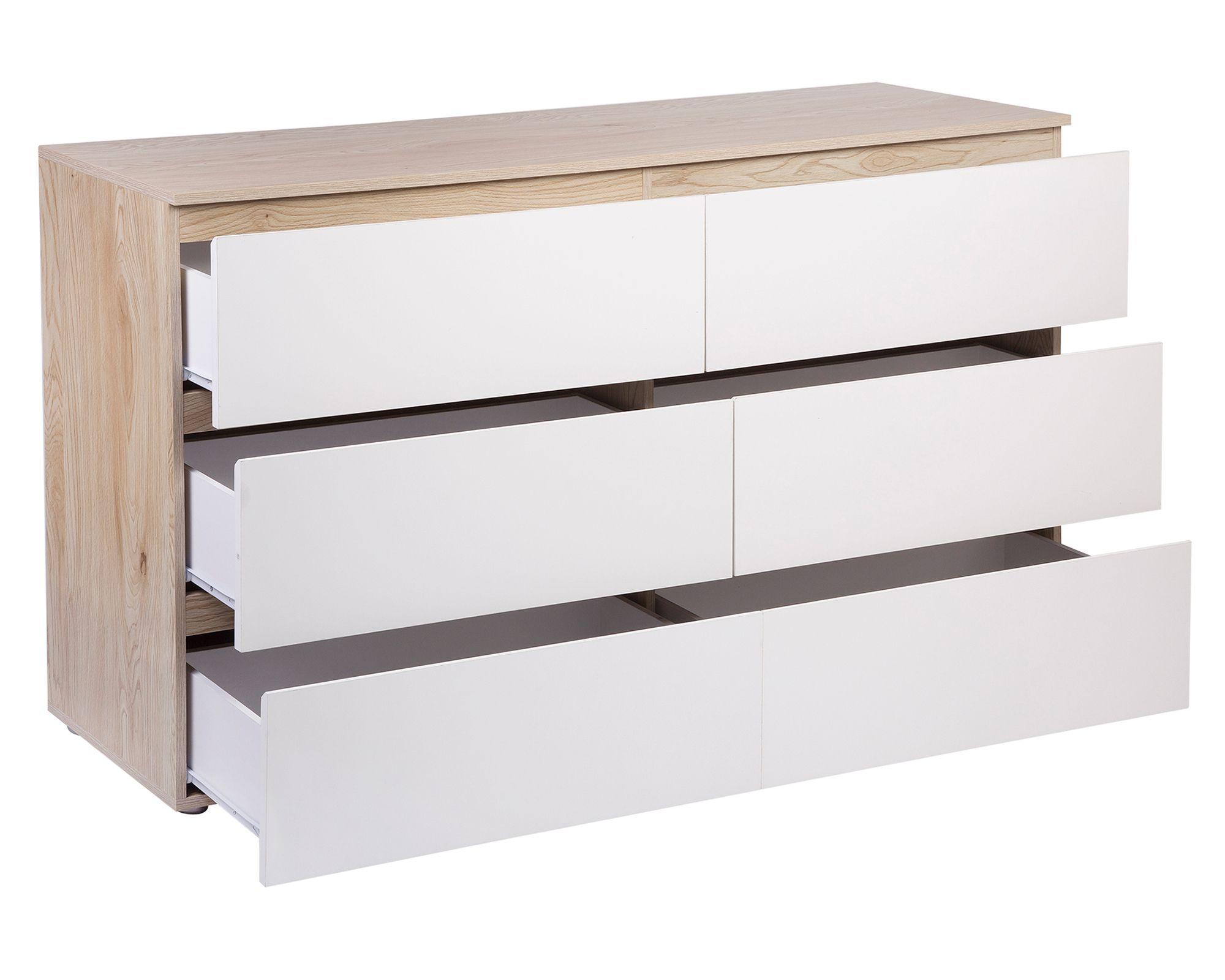 Cómoda Mallorca madera/blanco 6 cajones-2