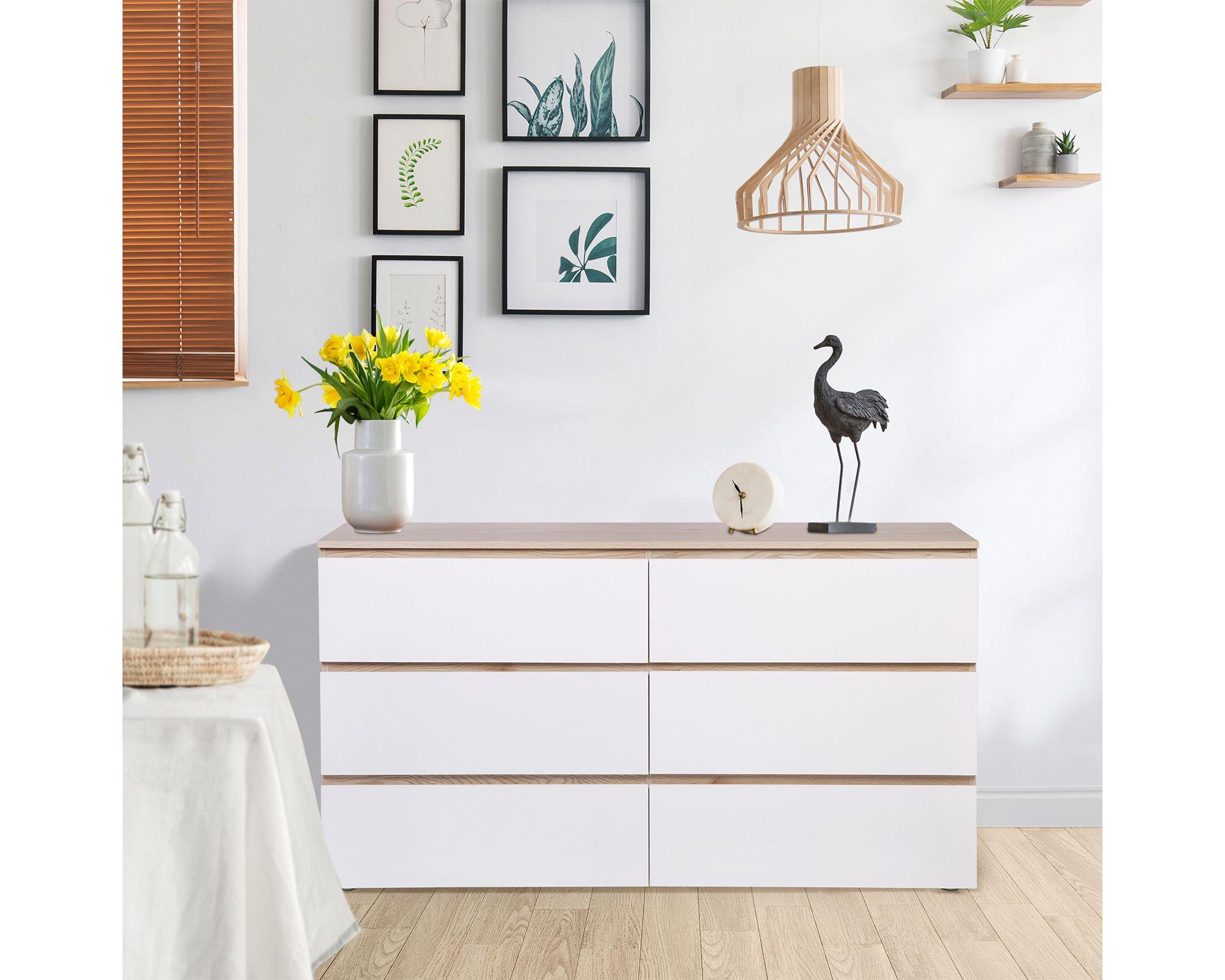 Cómoda Mallorca madera/blanco 6 cajones-5