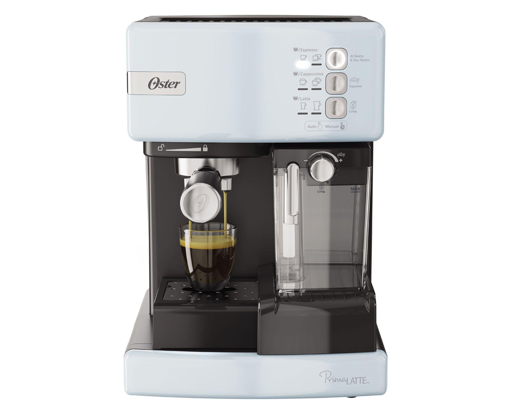 Cafetera espresso Prima latte cotton candy celeste Oster-0