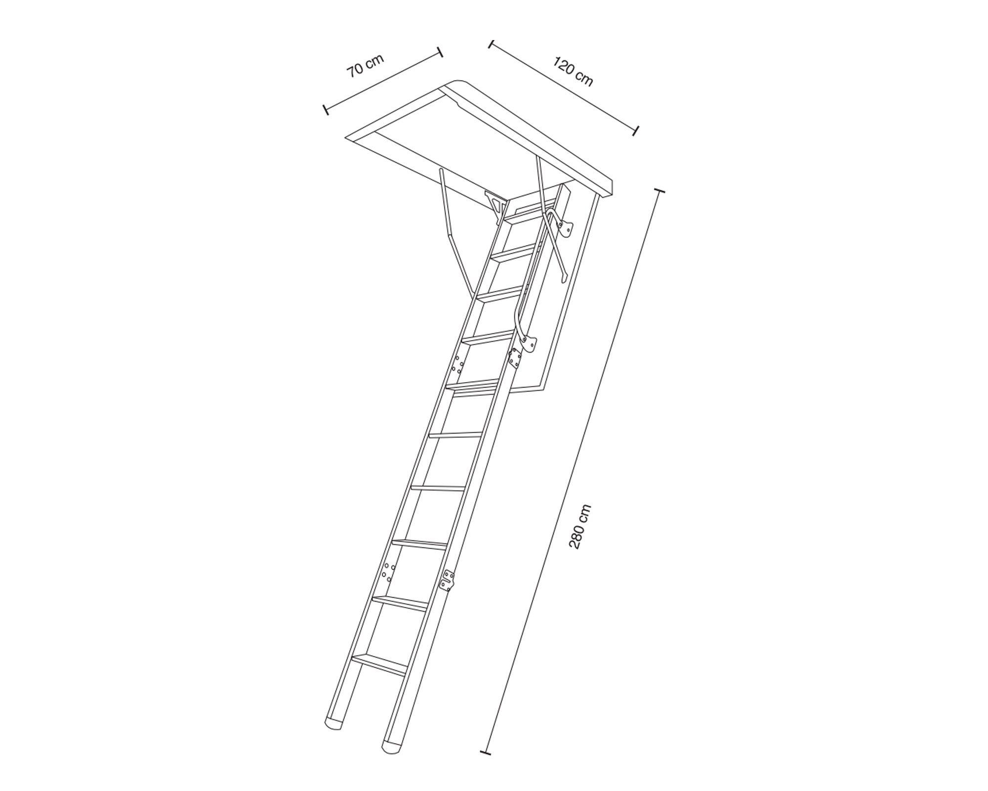 Escalera entretecho Madera Deluxe 70x120cm x 2.8 m Baldara-1