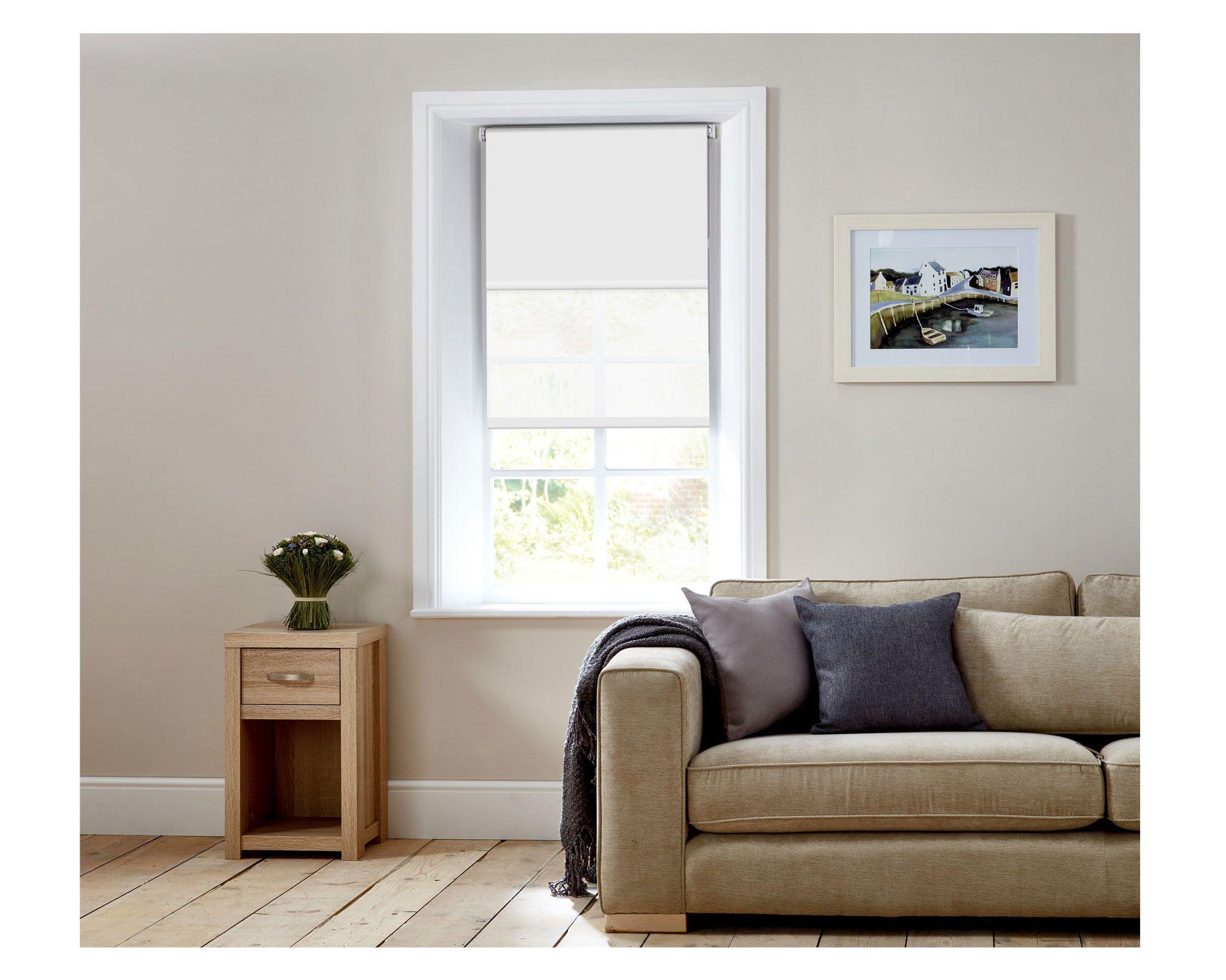 Cortina roller blackout doble 250x250 cm liso blanco Cotidiana-0