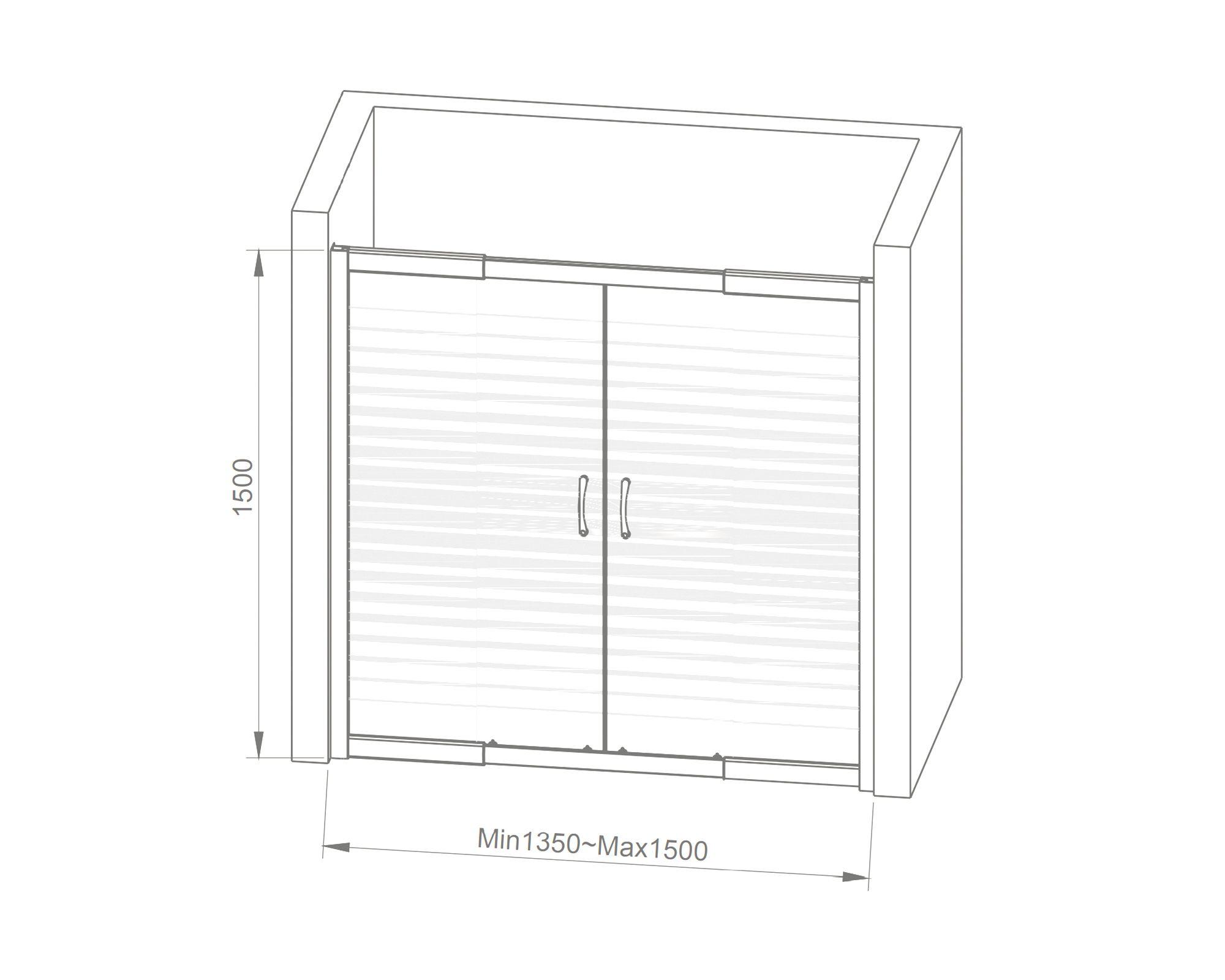 Mampara frontal 150x135-150 cm 5 mm-6