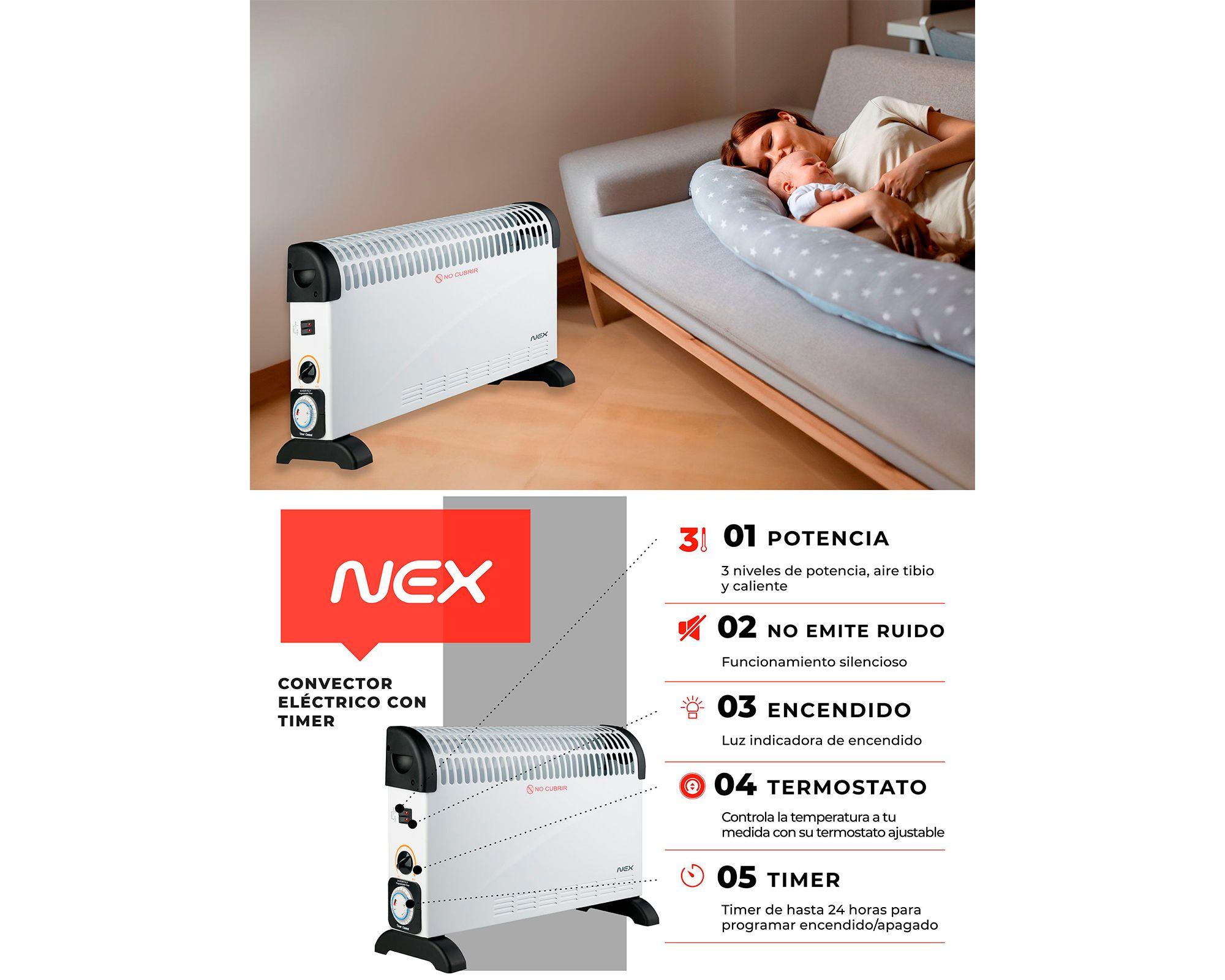 Convector eléctrico EC2000T 1800W blanco-5