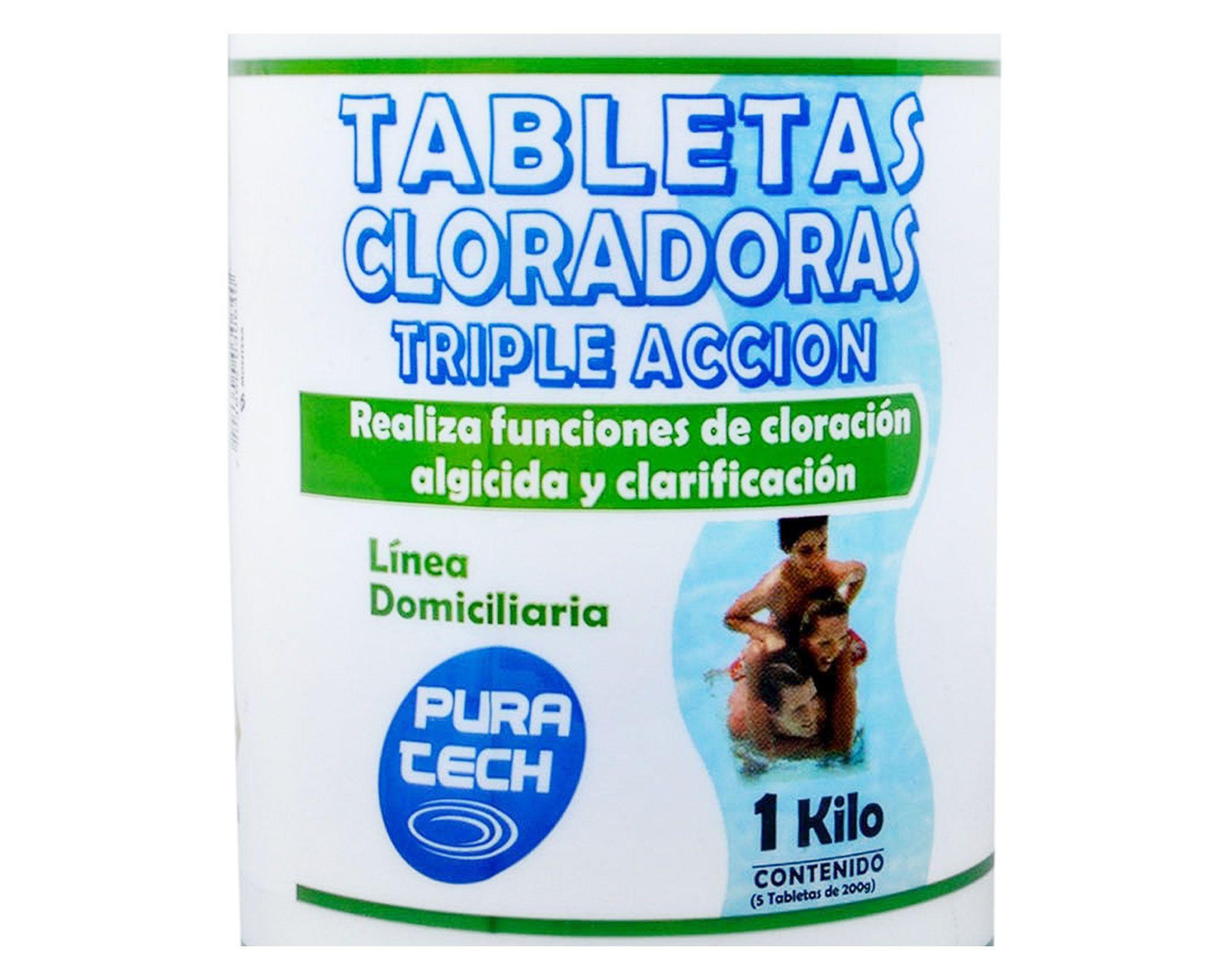 Cloro tableta piscina 1 kg Triple acción Pura tech-1