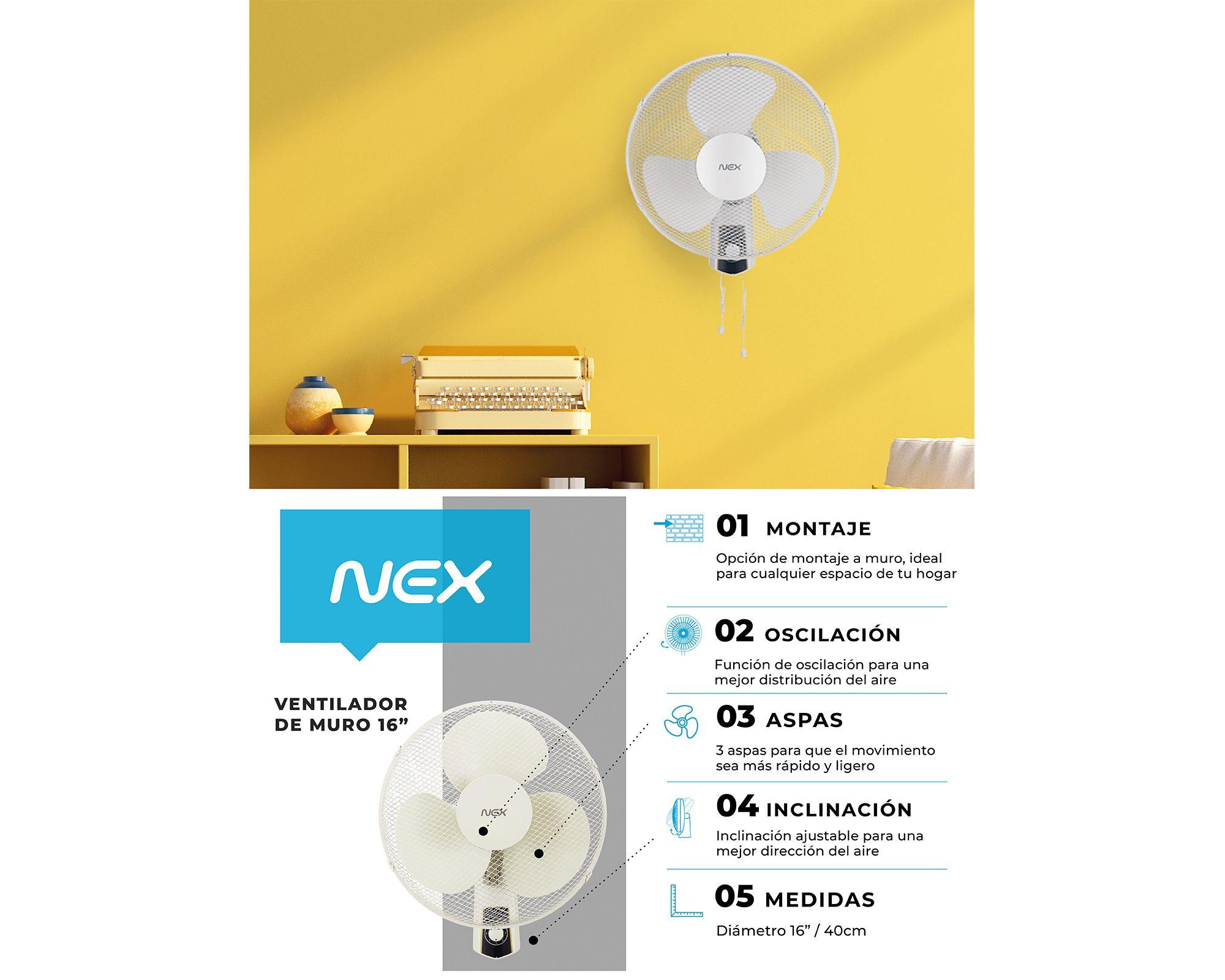 Ventilador mural 16'' VPD1600 blanco Nex-8