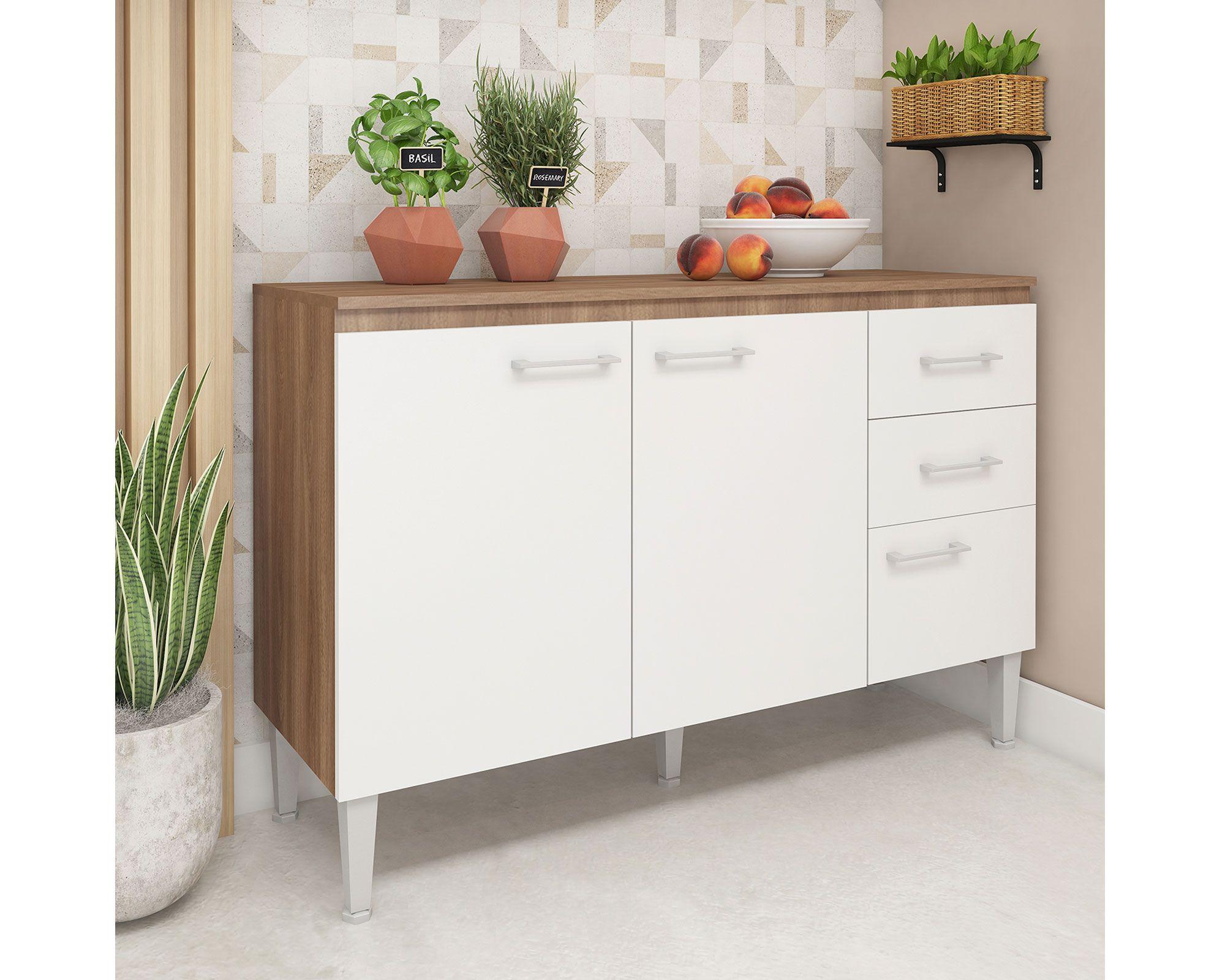 Mueble cocina 3 puertas 2 cajones Shin blanco-3